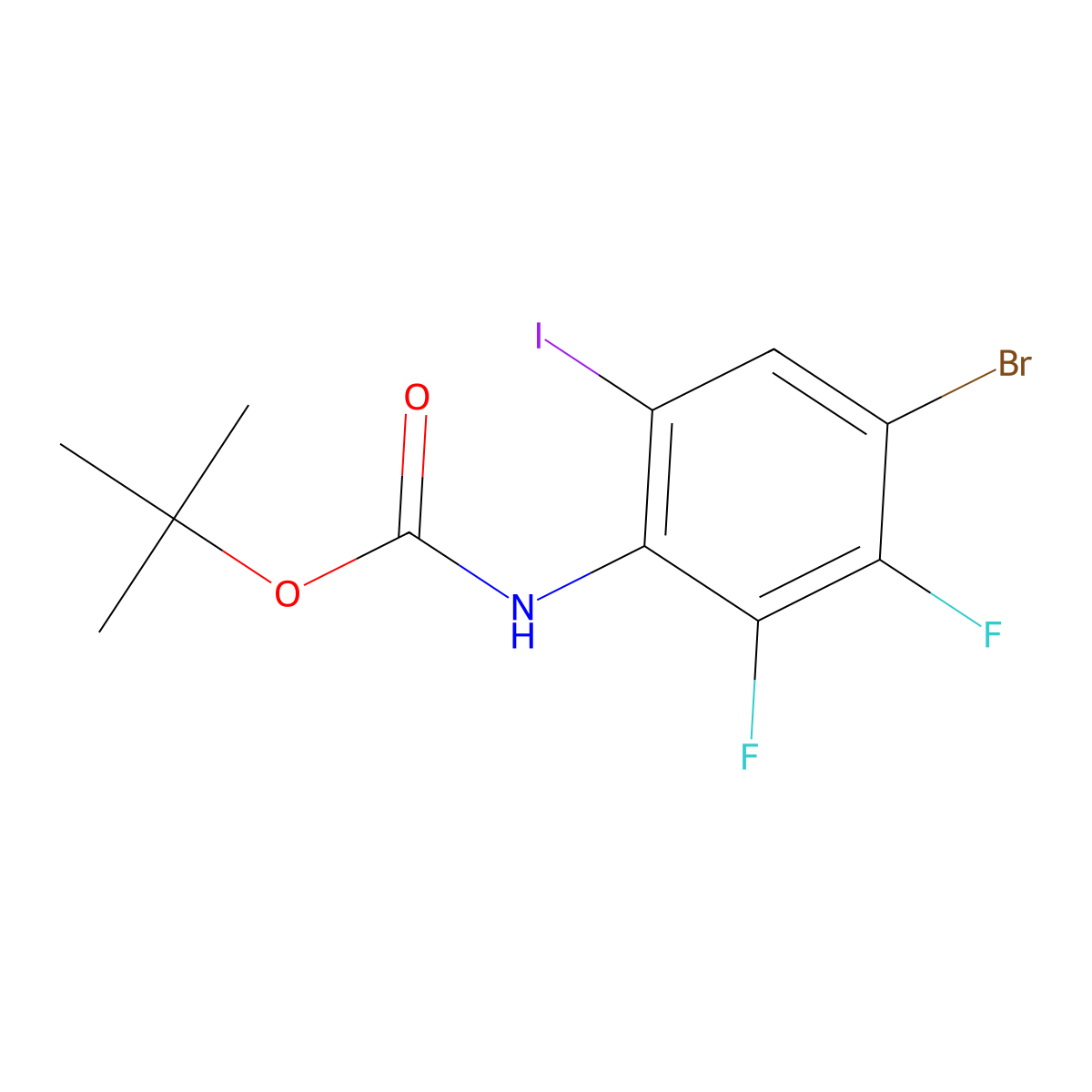 tert-butyl N-(4-bromo-2,3-difluoro-6-iodophenyl)carbamate molecular structure, CAS 2680806-00-0