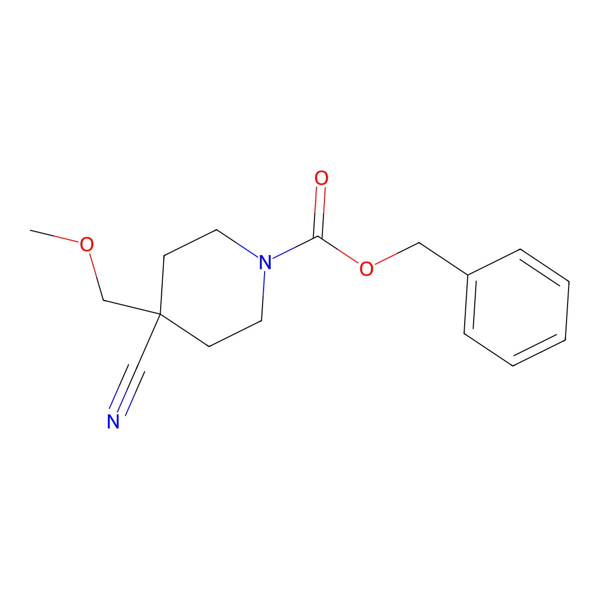 Benzyl 4-cyano-4-(methoxymethyl)piperidine-1-carboxylate molecular structure, CAS 2680806-01-1