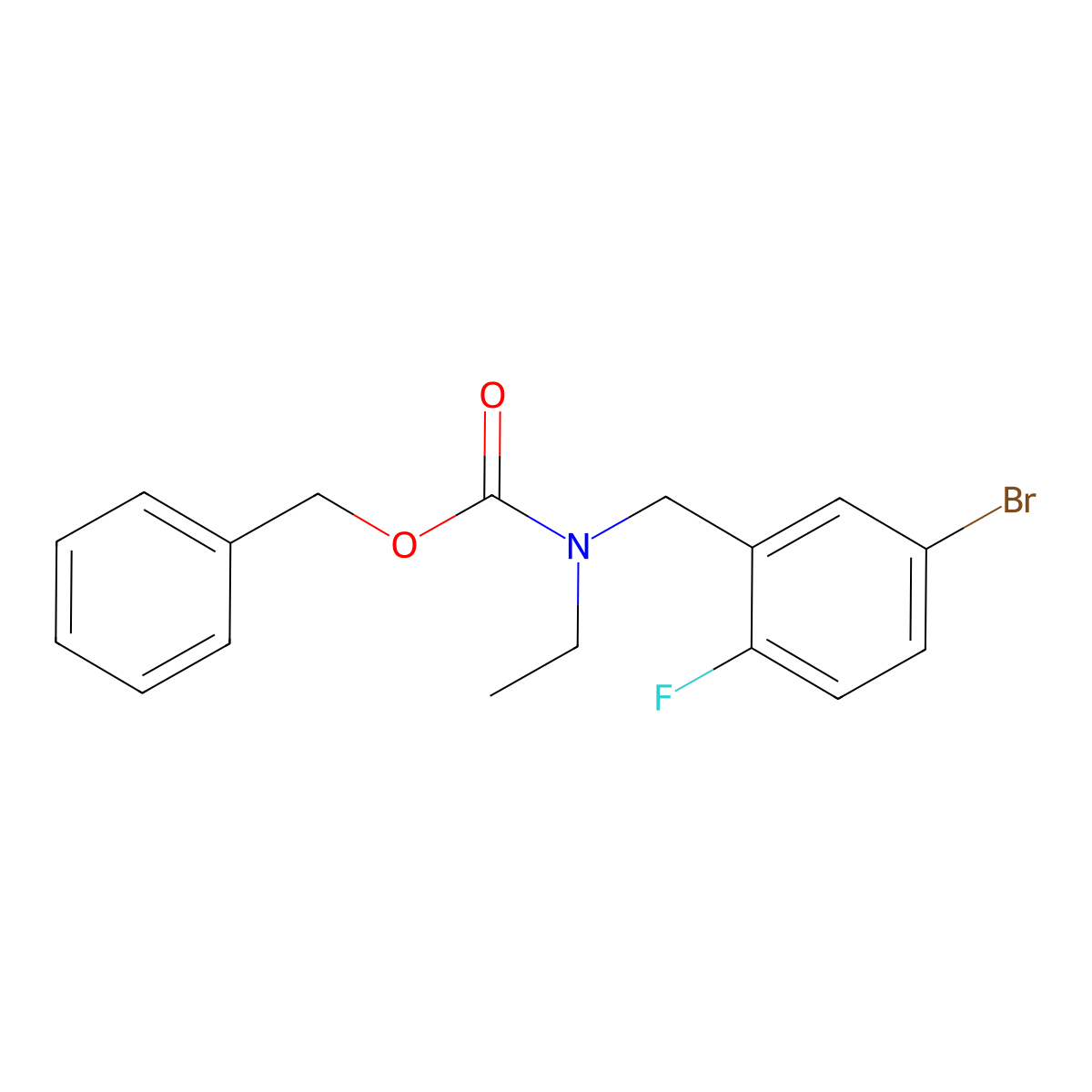benzyl N-[(5-bromo-2-fluorophenyl)methyl]-N-ethylcarbamate molecular structure, CAS 2680806-03-3