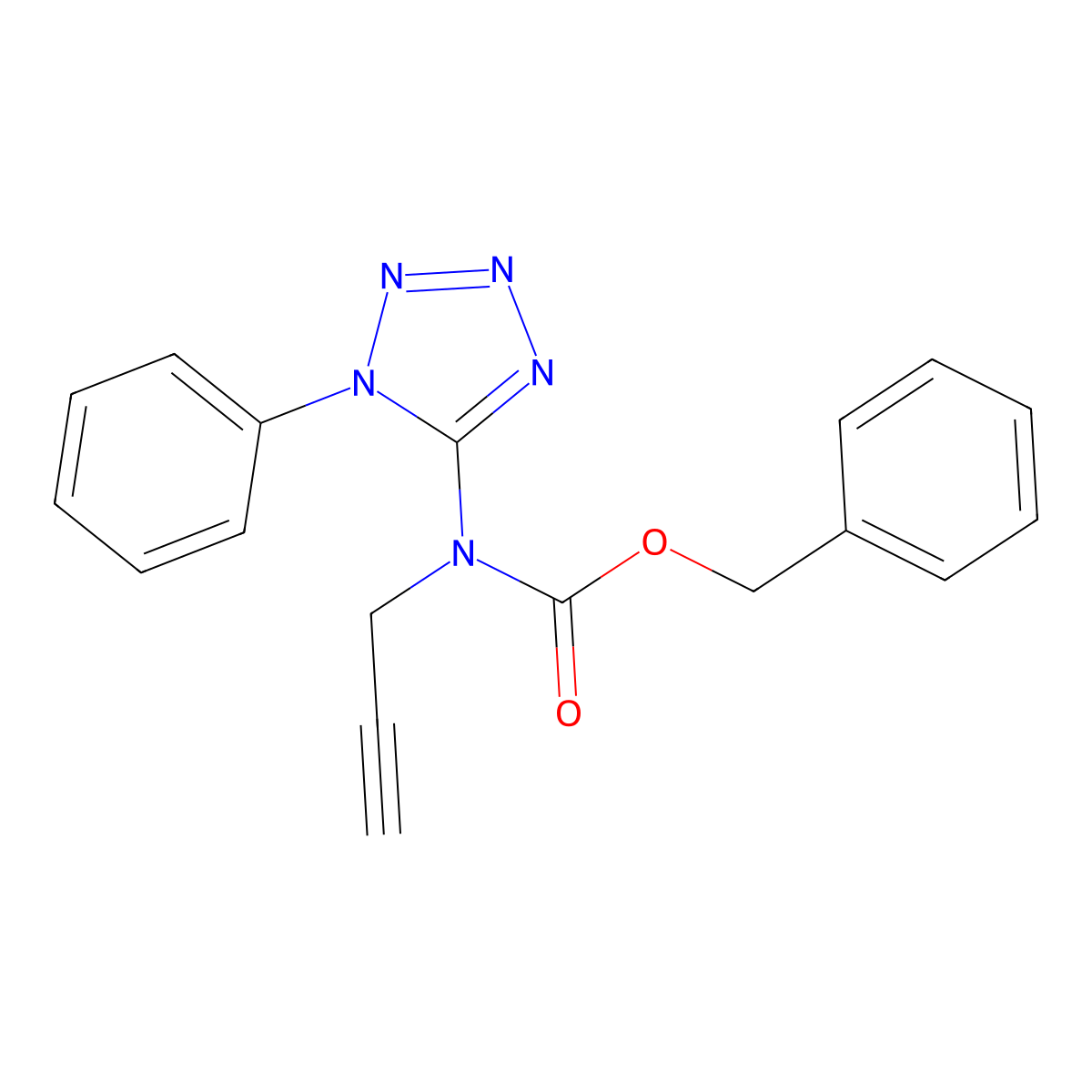 benzyl N-(1-phenyl-1H-1,2,3,4-tetrazol-5-yl)-N-(prop-2-yn-1-yl)carbamate molecular structure, CAS 2680806-14-6