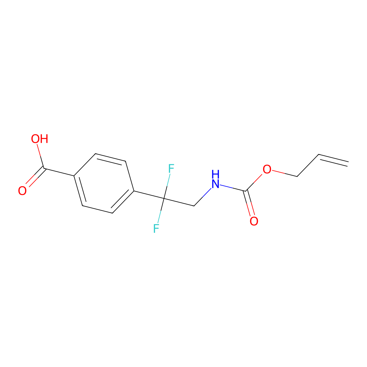 4-(1,1-Difluoro-2-{[(prop-2-en-1-yloxy)carbonyl]amino}ethyl)benzoic acid molecular structure, CAS 2680806-15-7