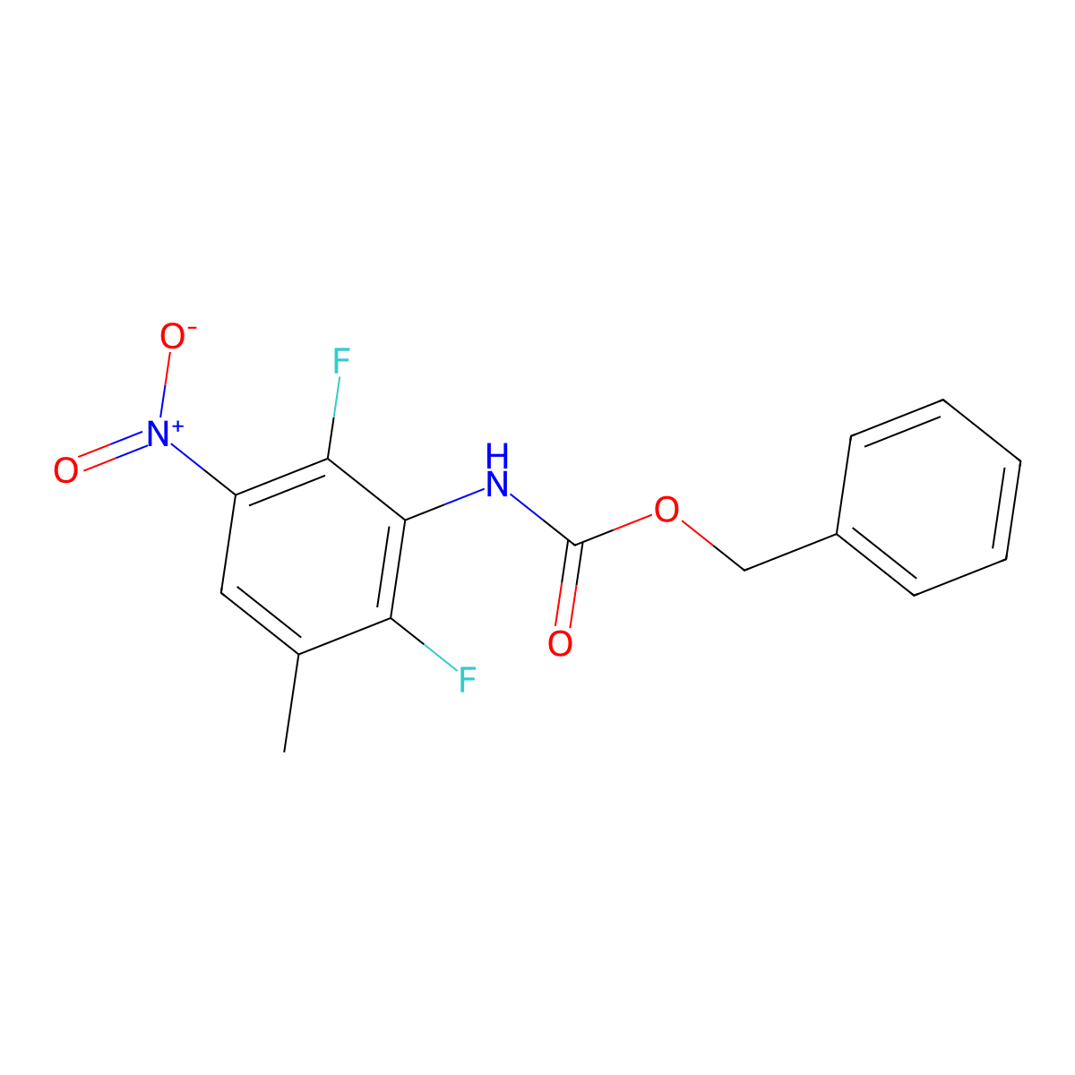 benzyl N-(2,6-difluoro-3-methyl-5-nitrophenyl)carbamate molecular structure, CAS 2680806-16-8