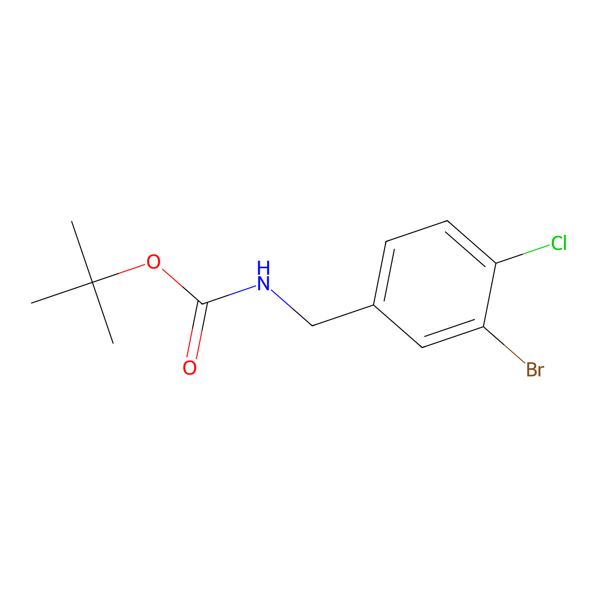 tert-butyl N-[(3-bromo-4-chlorophenyl)methyl]carbamate molecular structure, CAS 2680806-18-0