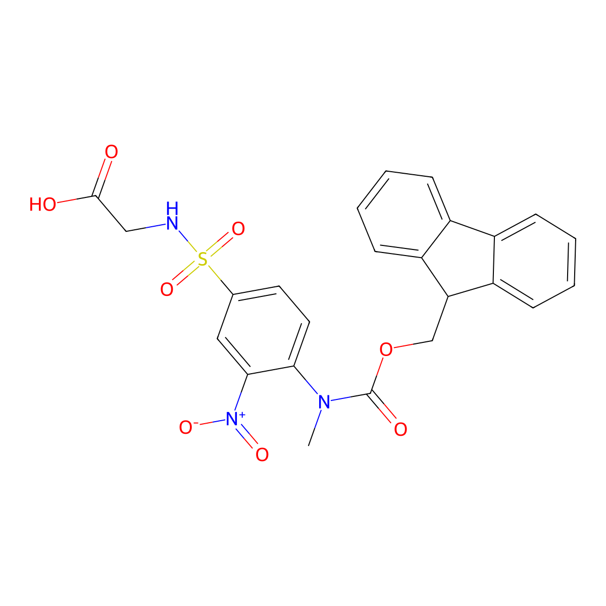 2-[4-({[(9H-fluoren-9-yl)methoxy]carbonyl}(methyl)amino)-3-nitrobenzenesulfonamido]acetic acid molecular structure, CAS 2680806-26-0