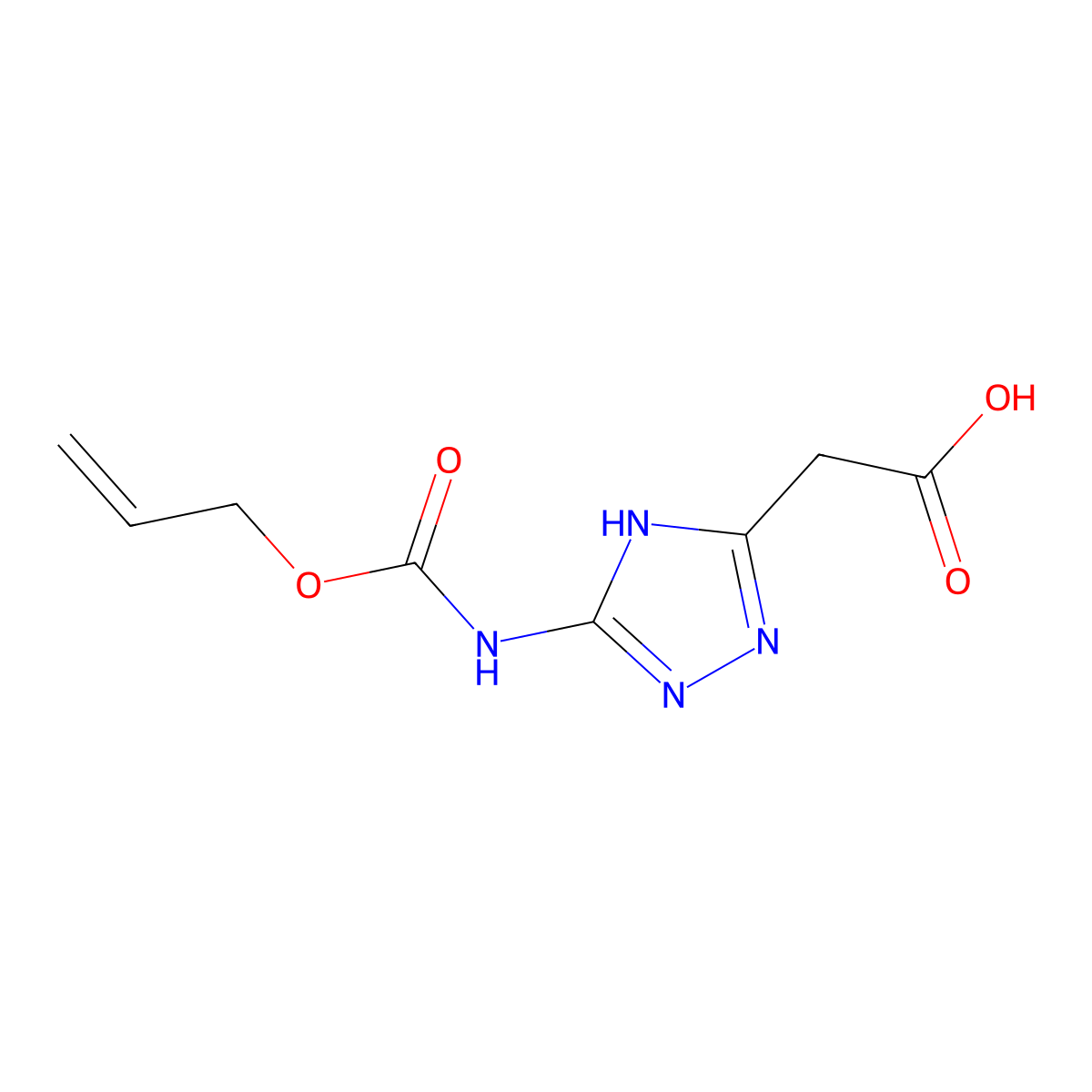 2-(5-{[(prop-2-en-1-yloxy)carbonyl]amino}-4H-1,2,4-triazol-3-yl)acetic acid molecular structure, CAS 2680806-27-1