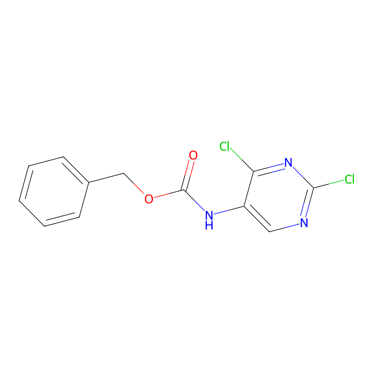 benzyl N-(2,4-dichloropyrimidin-5-yl)carbamate molecular structure, CAS 2680806-37-3