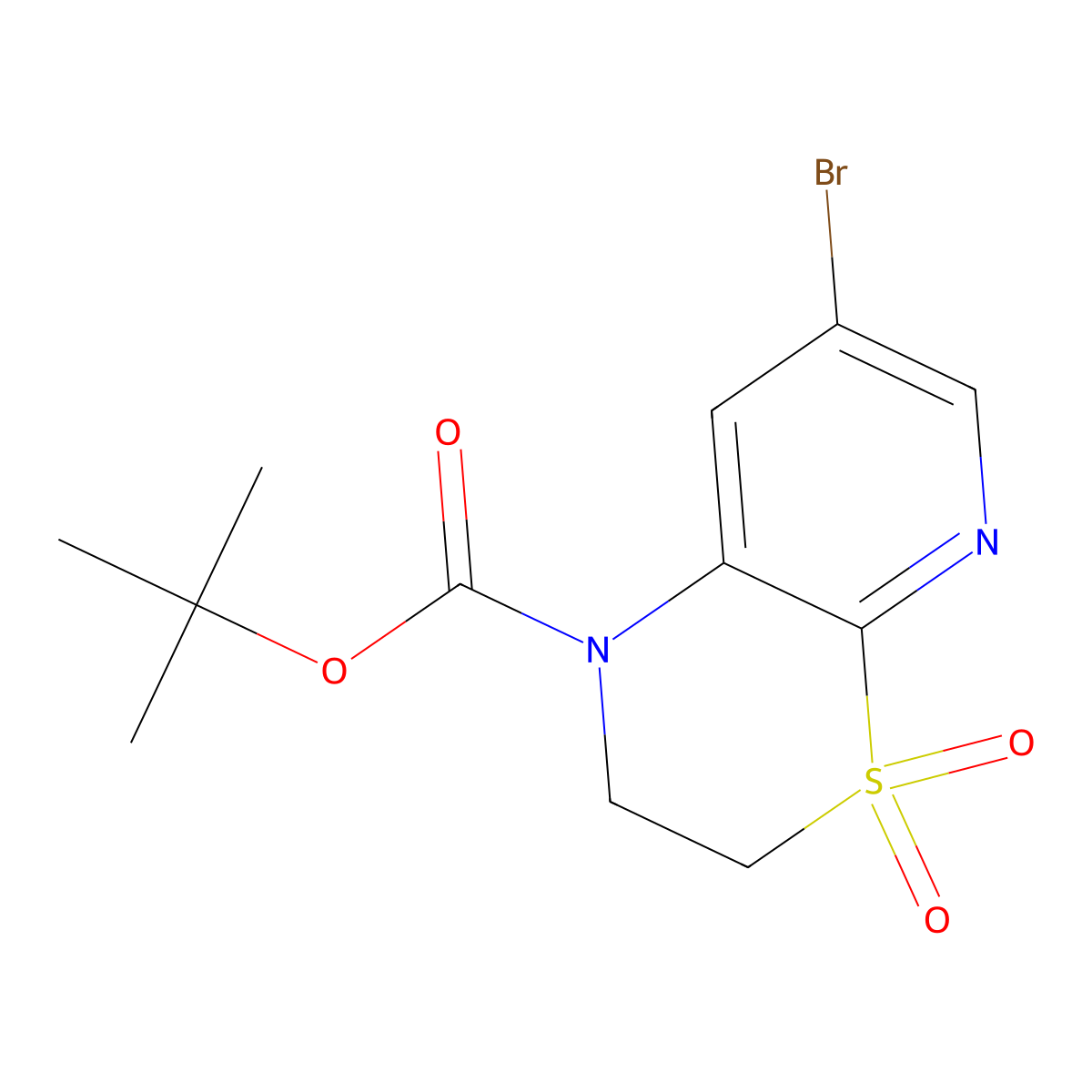 tert-butyl 7-bromo-4,4-dioxo-1H,2H,3H-4lambda6-pyrido[2,3-b][1,4]thiazine-1-carboxylate molecular structure, CAS 2680806-41-9
