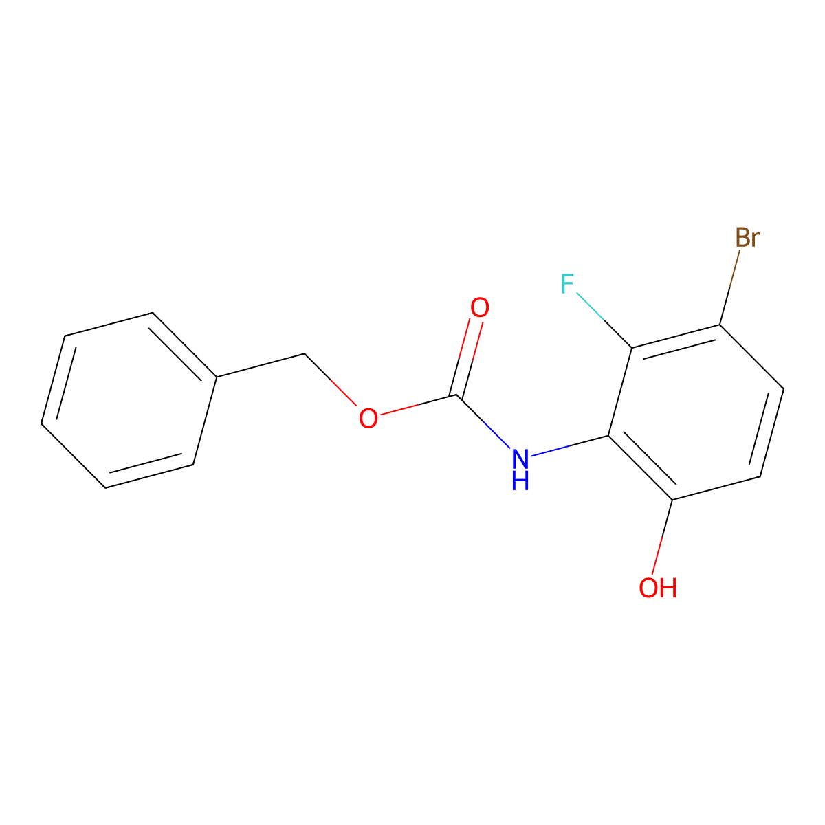 benzyl N-(3-bromo-2-fluoro-6-hydroxyphenyl)carbamate molecular structure, CAS 2680806-44-2