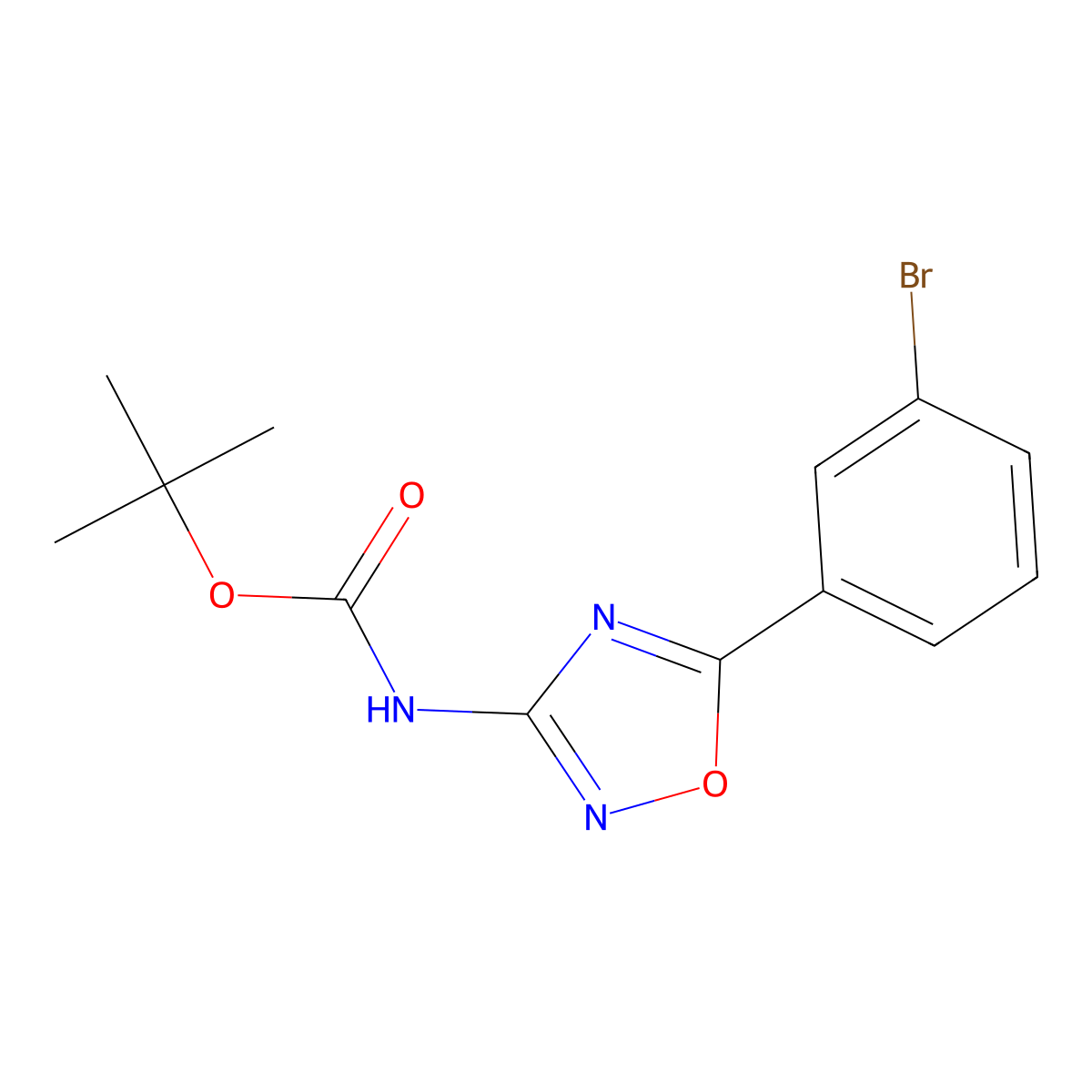 tert-butyl N-[5-(3-bromophenyl)-1,2,4-oxadiazol-3-yl]carbamate molecular structure, CAS 2680806-46-4