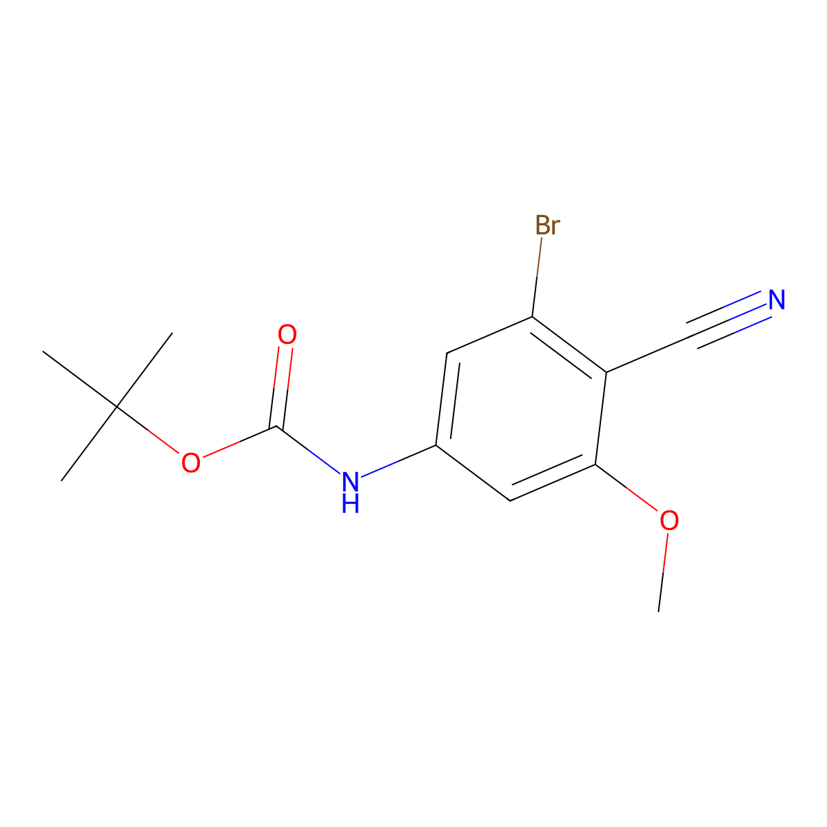 tert-butyl N-(3-bromo-4-cyano-5-methoxyphenyl)carbamate molecular structure, CAS 2680806-58-8