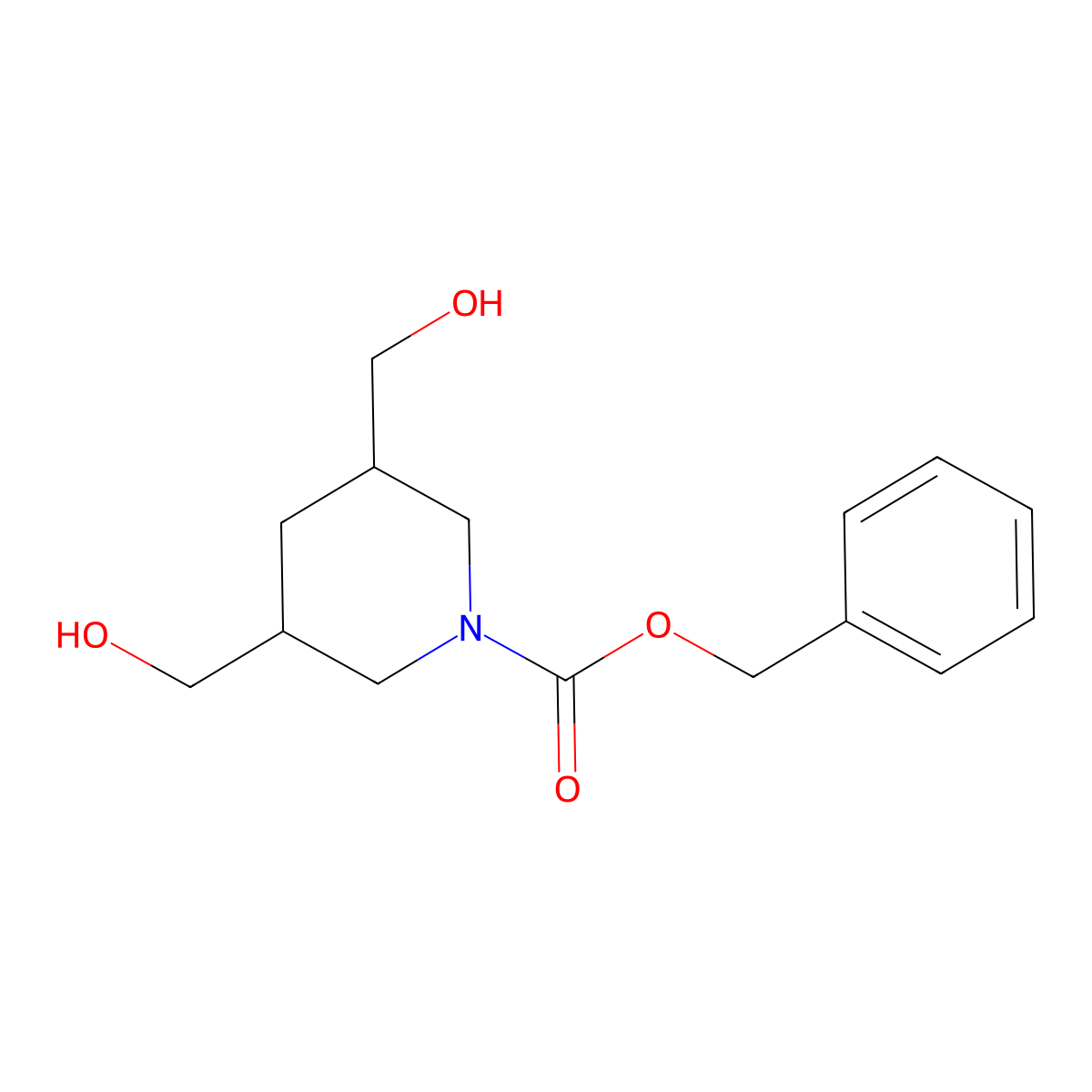 Benzyl 3,5-bis(hydroxymethyl)piperidine-1-carboxylate molecular structure, CAS 2680806-59-9