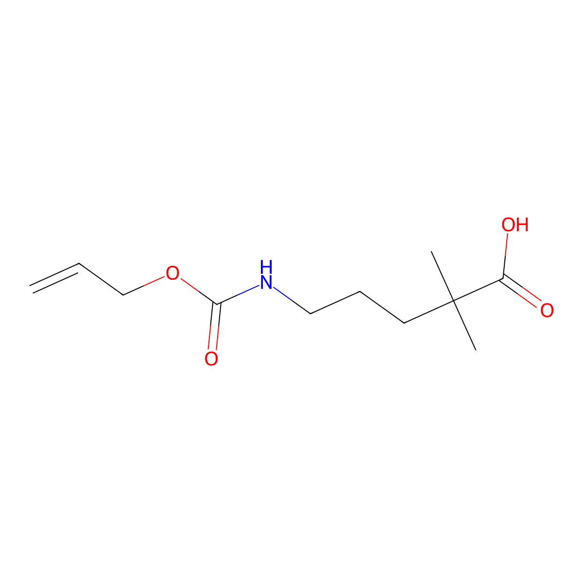 2,2-Dimethyl-5-{[(prop-2-en-1-yloxy)carbonyl]amino}pentanoic acid molecular structure, CAS 2680806-62-4