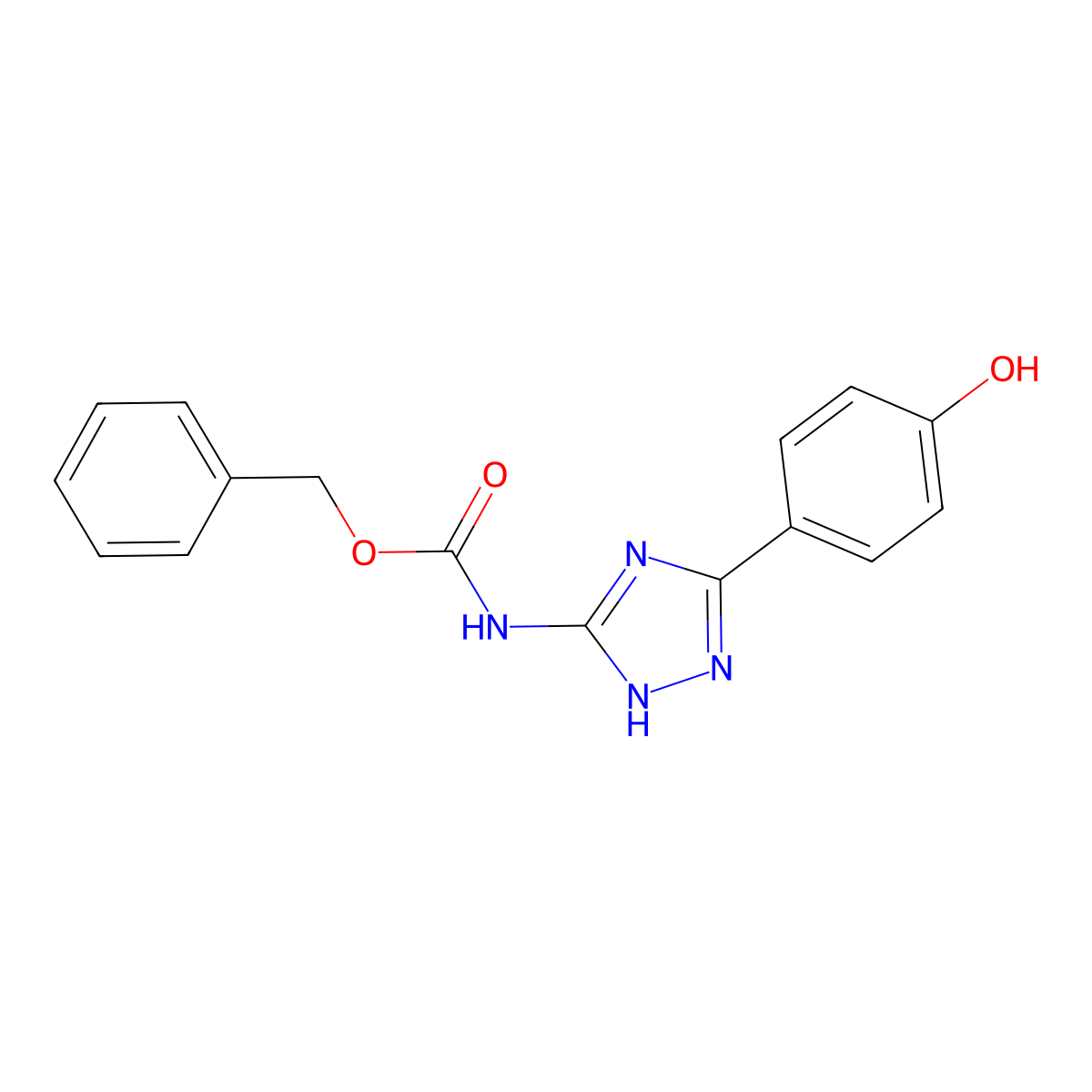 benzyl N-[3-(4-hydroxyphenyl)-1H-1,2,4-triazol-5-yl]carbamate molecular structure, CAS 2680806-65-7
