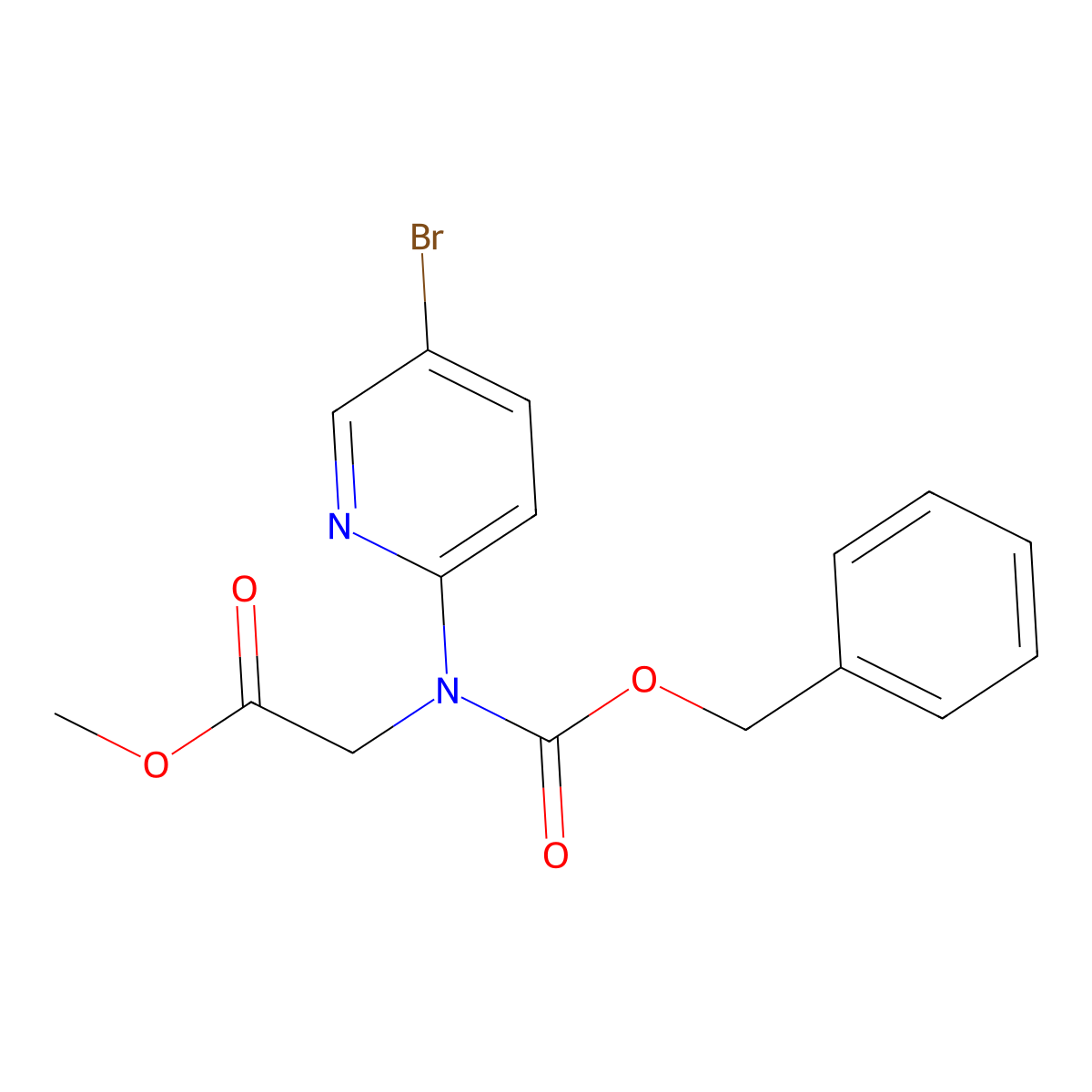 Methyl 2-{[(benzyloxy)carbonyl](5-bromopyridin-2-yl)amino}acetate molecular structure, CAS 2680806-66-8