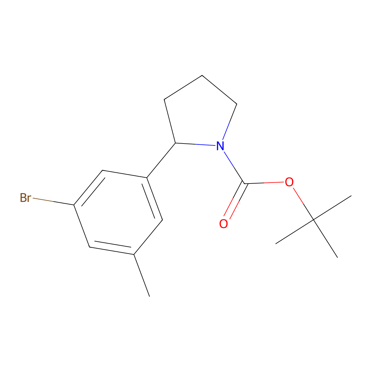 Tert-butyl 2-(3-bromo-5-methylphenyl)pyrrolidine-1-carboxylate molecular structure, CAS 2680806-69-1