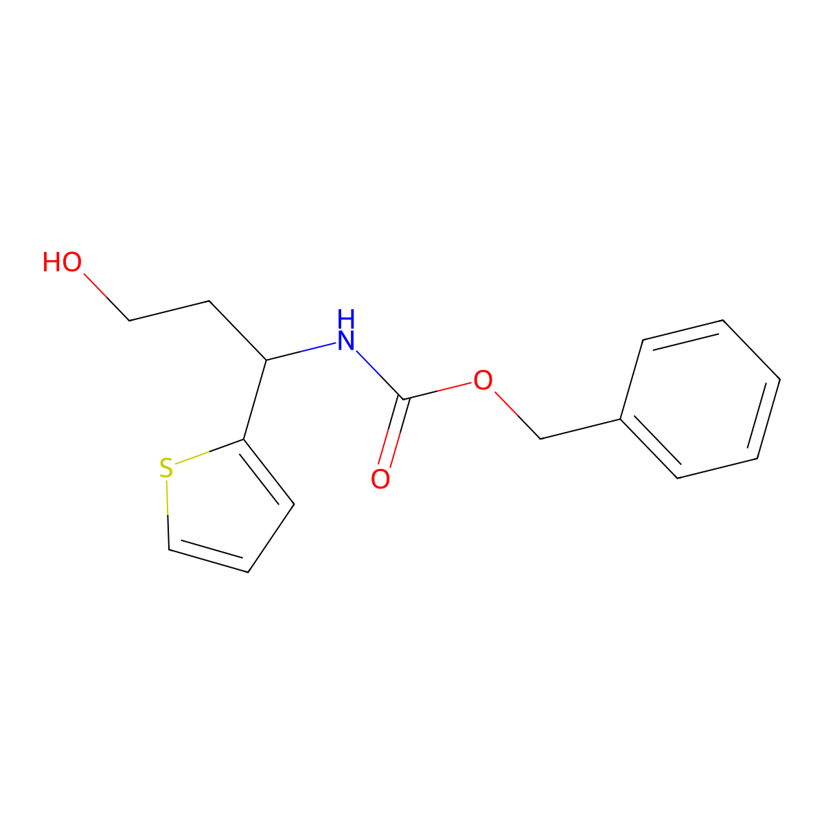 benzyl N-[3-hydroxy-1-(thiophen-2-yl)propyl]carbamate molecular structure, CAS 2680806-72-6