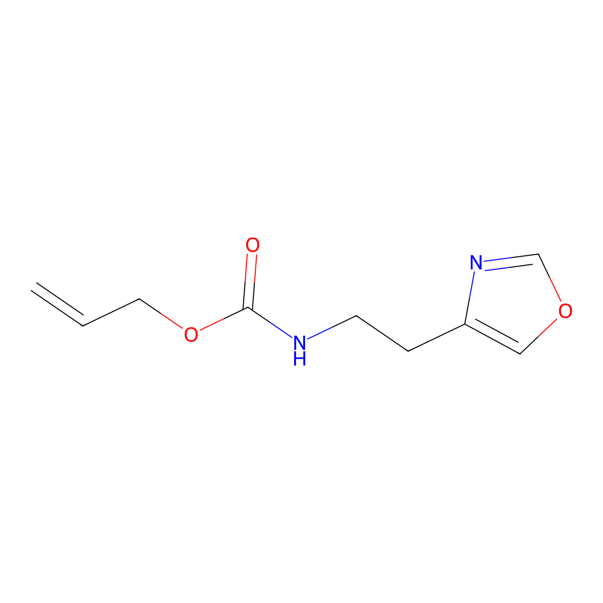 prop-2-en-1-yl N-[2-(1,3-oxazol-4-yl)ethyl]carbamate molecular structure, CAS 2680806-74-8