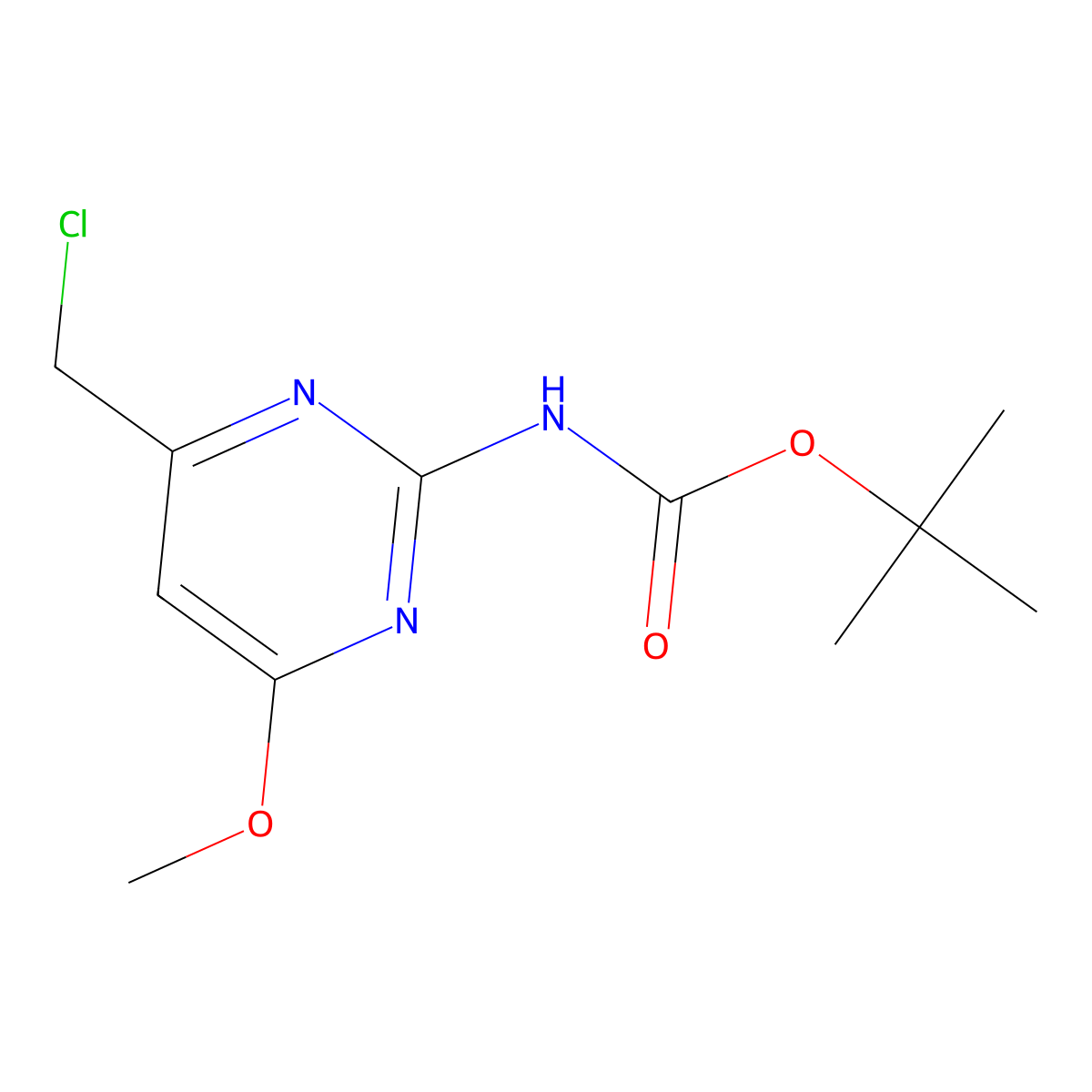 tert-butyl N-[4-(chloromethyl)-6-methoxypyrimidin-2-yl]carbamate molecular structure, CAS 2680806-78-2