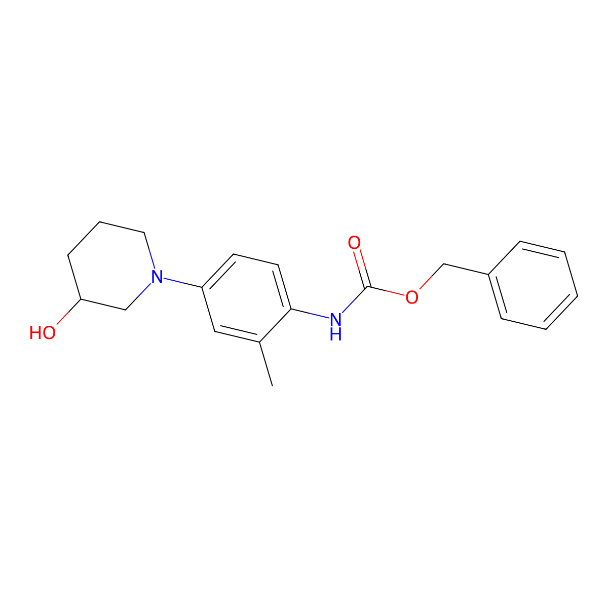 benzyl N-[4-(3-hydroxypiperidin-1-yl)-2-methylphenyl]carbamate molecular structure, CAS 2680806-79-3
