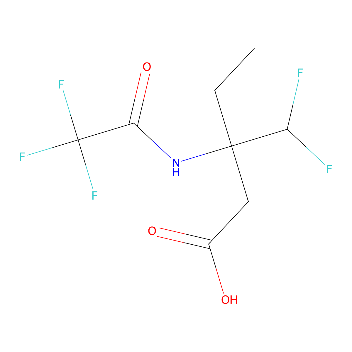 3-(Difluoromethyl)-3-(2,2,2-trifluoroacetamido)pentanoic acid molecular structure, CAS 2680806-81-7