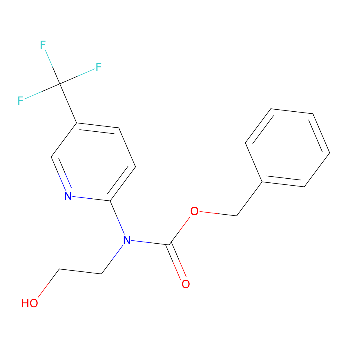 benzyl N-(2-hydroxyethyl)-N-[5-(trifluoromethyl)pyridin-2-yl]carbamate molecular structure, CAS 2680806-83-9
