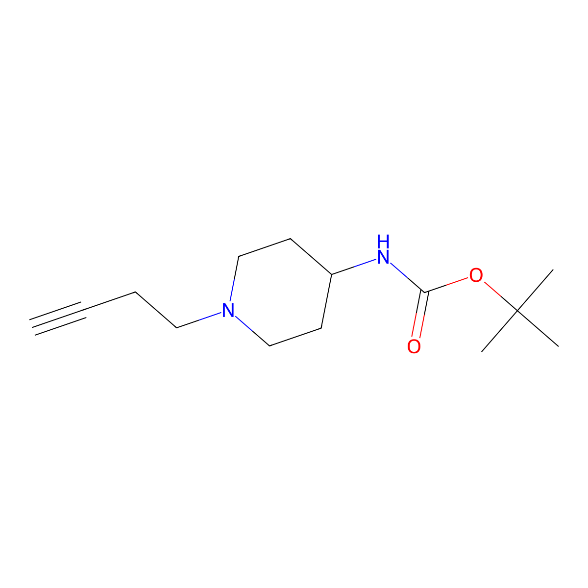 tert-Butyl (1-(but-3-yn-1-yl)piperidin-4-yl)carbamate molecular structure, CAS 2680806-88-4