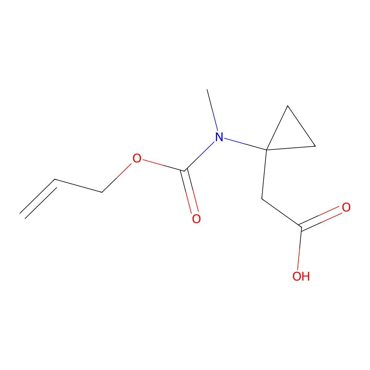 2-(1-{Methyl[(prop-2-en-1-yloxy)carbonyl]amino}cyclopropyl)acetic acid molecular structure, CAS 2680806-91-9