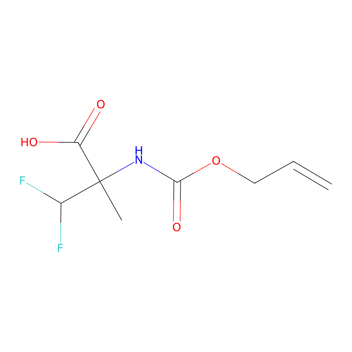3,3-Difluoro-2-methyl-2-{[(prop-2-en-1-yloxy)carbonyl]amino}propanoic acid molecular structure, CAS 2680806-92-0