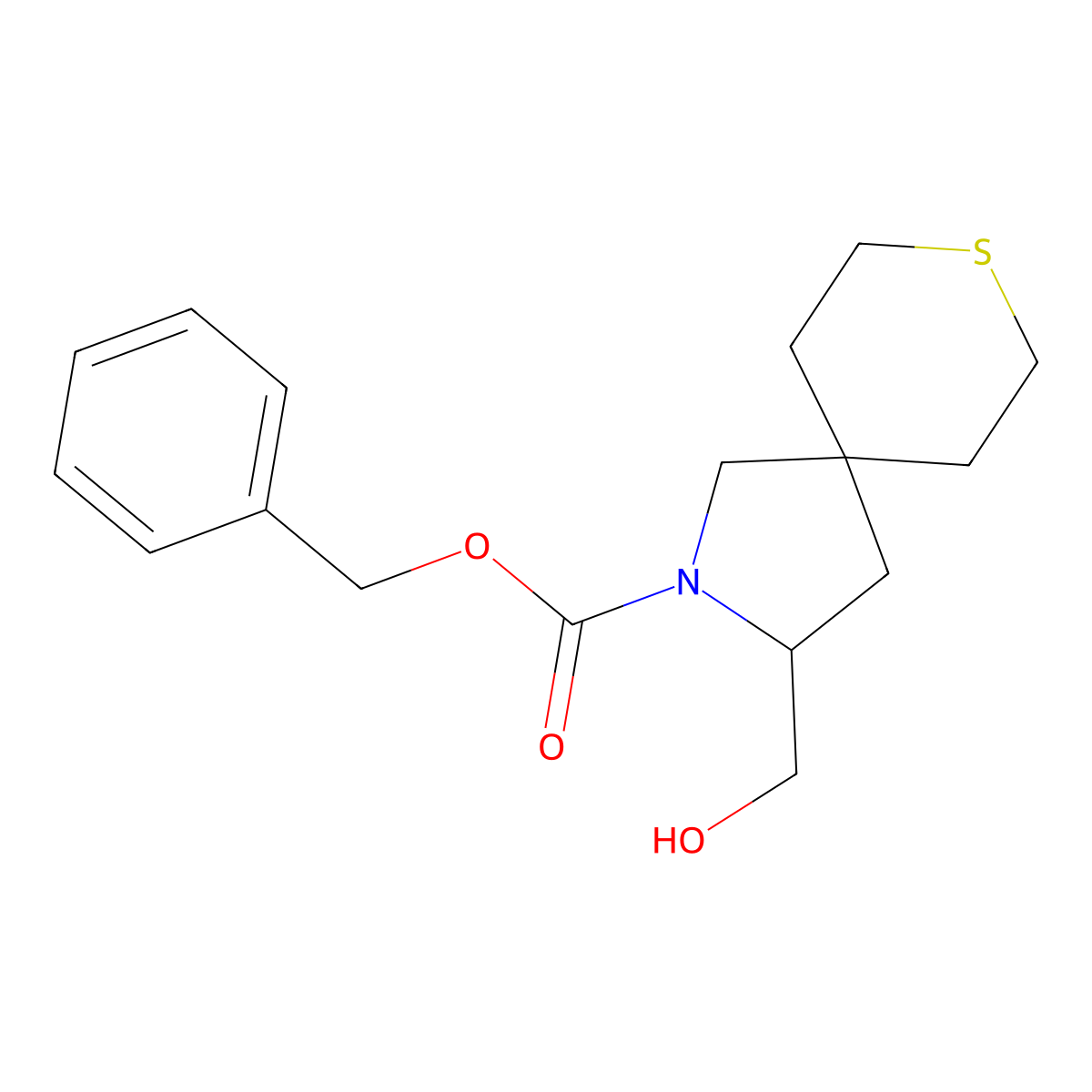 Benzyl 3-(hydroxymethyl)-8-thia-2-azaspiro[4.5]decane-2-carboxylate molecular structure, CAS 2680806-96-4