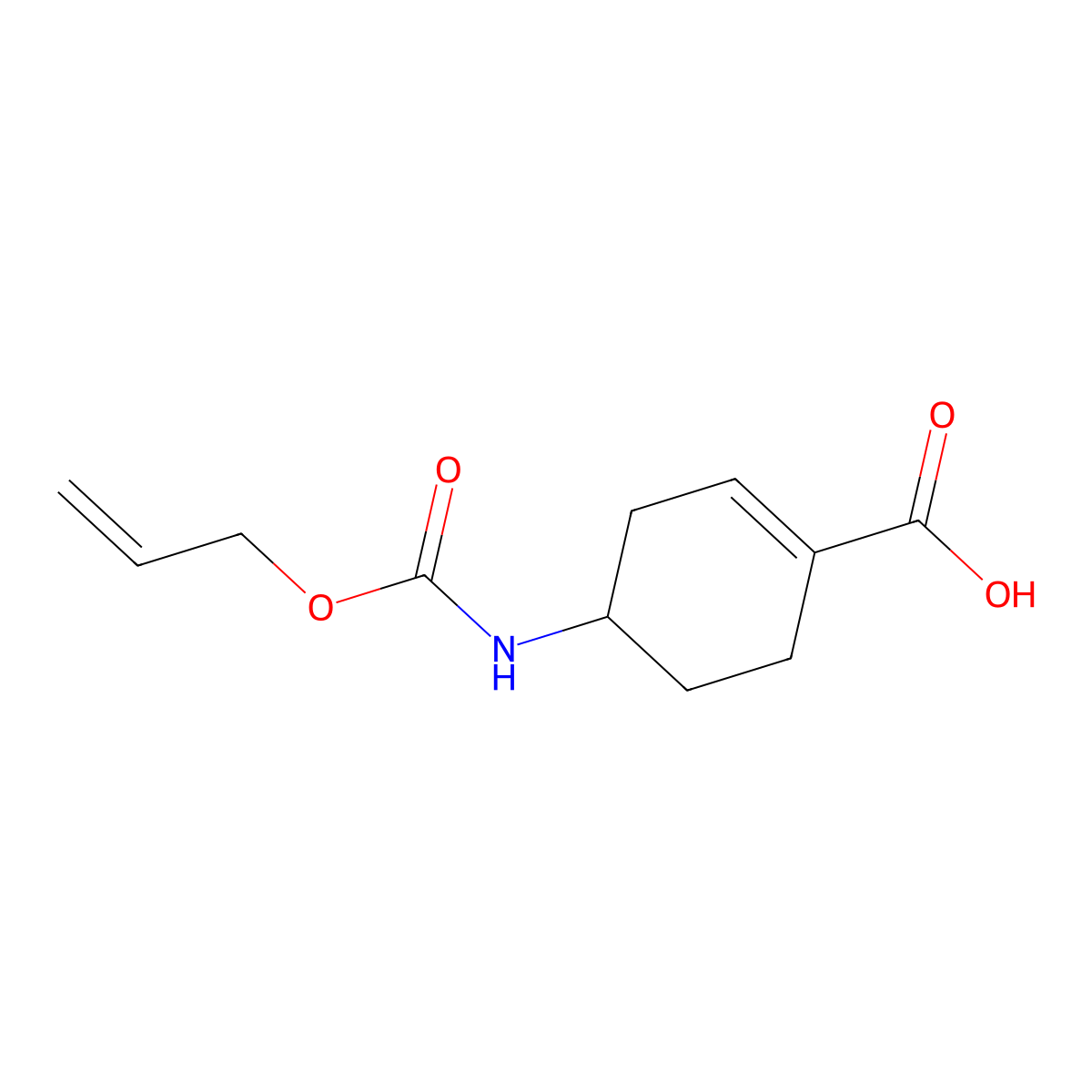 4-{[(Prop-2-en-1-yloxy)carbonyl]amino}cyclohex-1-ene-1-carboxylic acid molecular structure, CAS 2680806-97-5