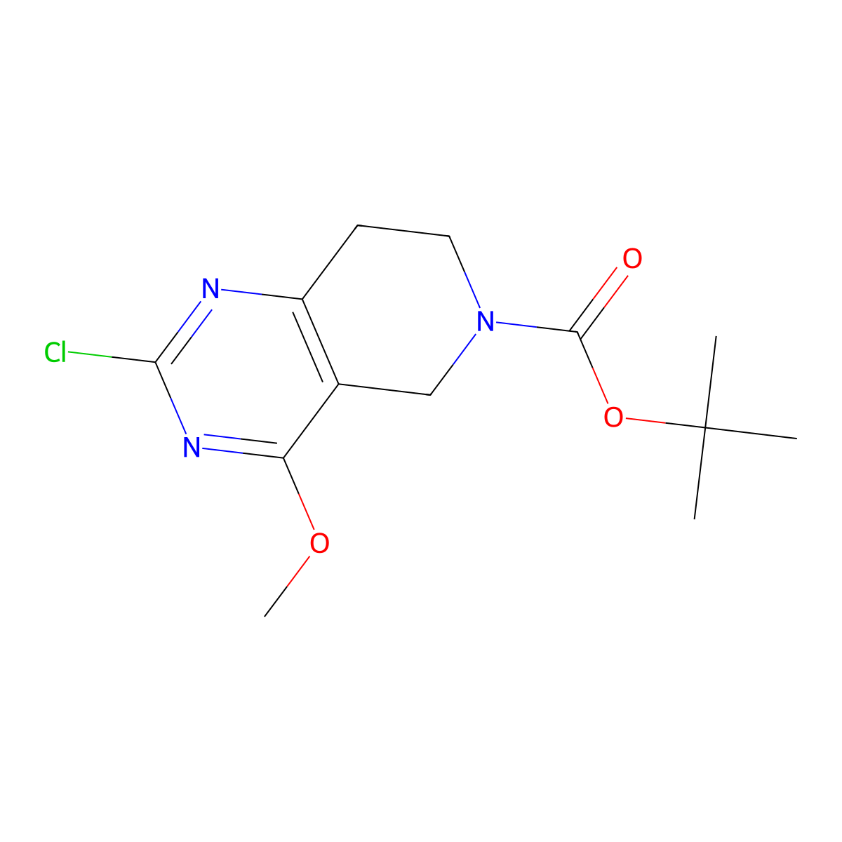 tert-butyl 2-chloro-4-methoxy-5H,6H,7H,8H-pyrido[4,3-d]pyrimidine-6-carboxylate molecular structure, CAS 2680807-02-5