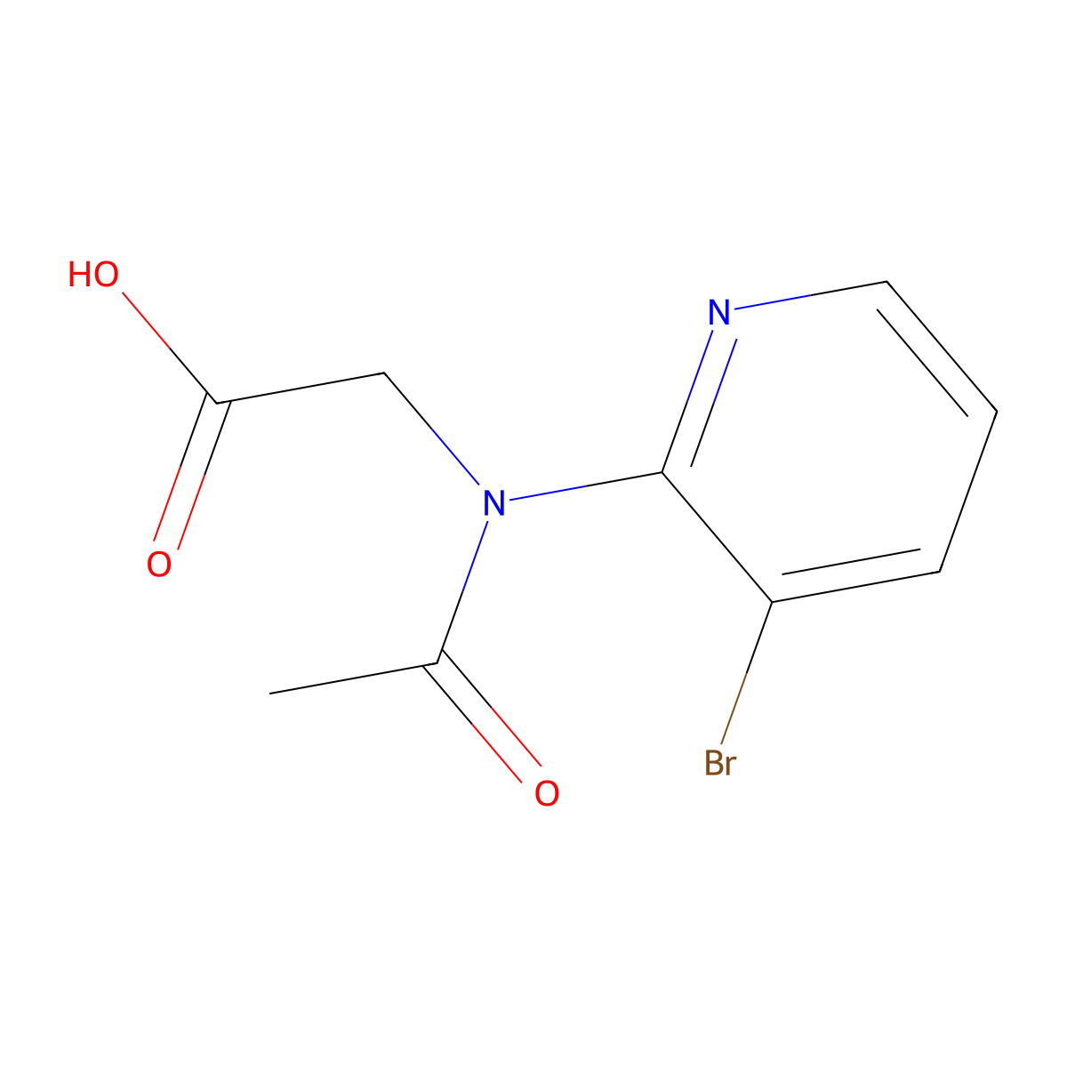 2-[N-(3-bromopyridin-2-yl)acetamido]acetic acid molecular structure, CAS 2680807-03-6