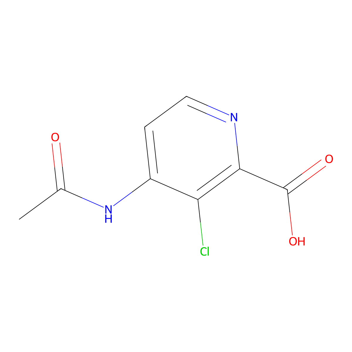 3-Chloro-4-acetamidopyridine-2-carboxylic acid molecular structure, CAS 2680807-07-0