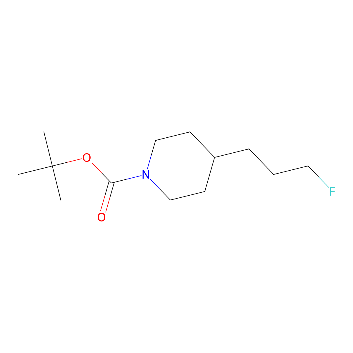 Tert-butyl 4-(3-fluoropropyl)piperidine-1-carboxylate molecular structure, CAS 2680807-13-8