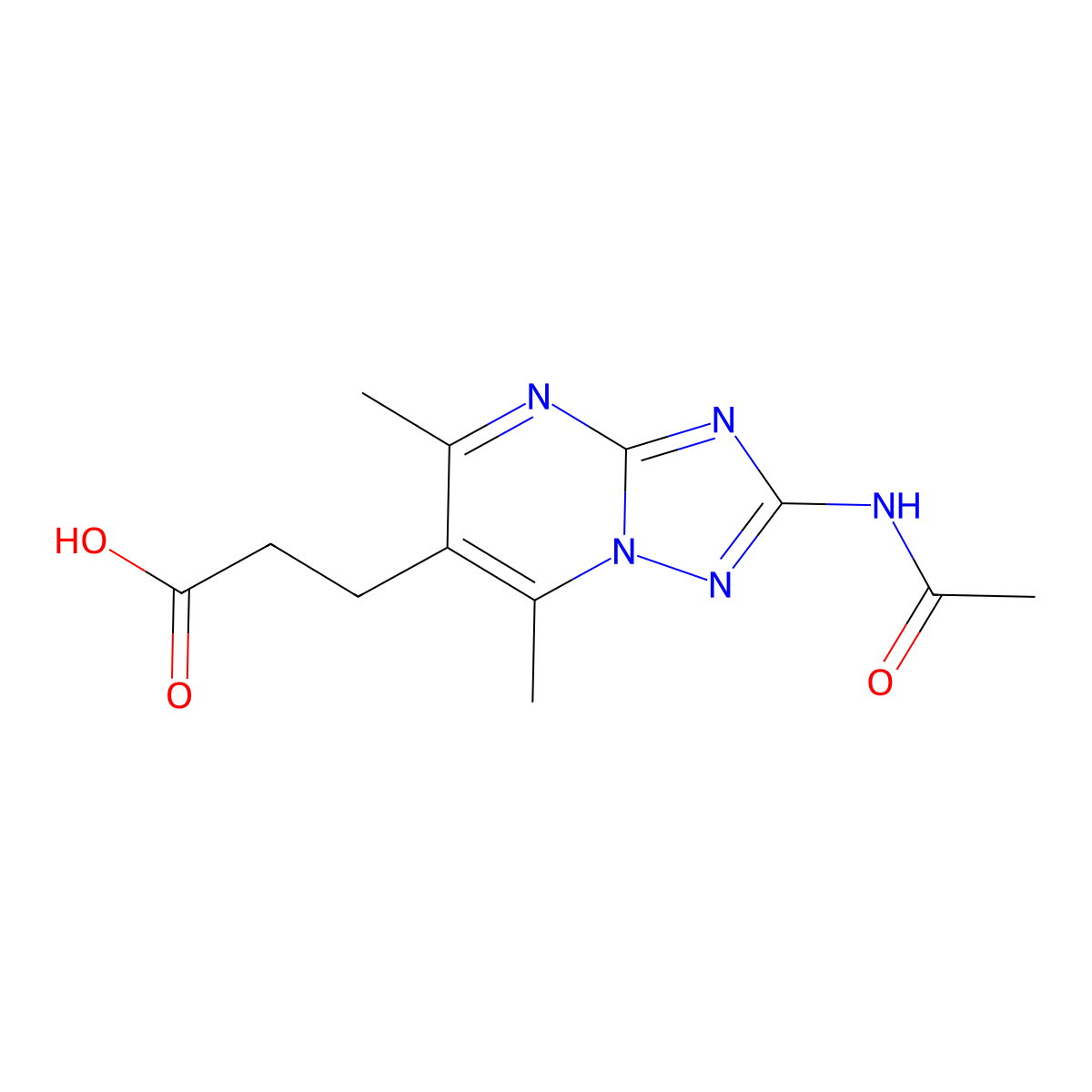 3-{2-Acetamido-5,7-dimethyl-[1,2,4]triazolo[1,5-a]pyrimidin-6-yl}propanoic acid molecular structure, CAS 2680807-15-0