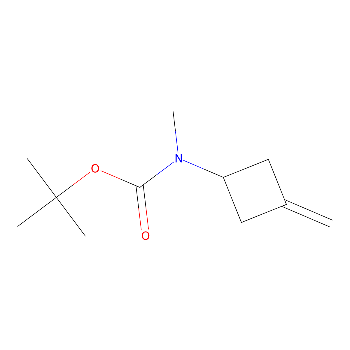 tert-butyl N-methyl-N-(3-methylidenecyclobutyl)carbamate molecular structure, CAS 2680807-20-7