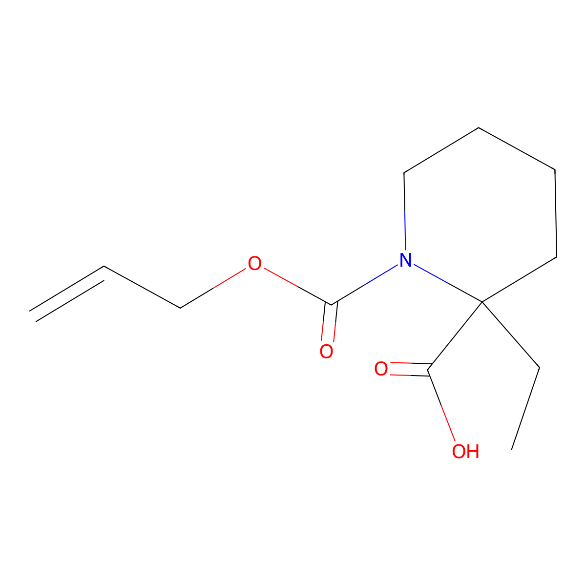 2-Ethyl-1-[(prop-2-en-1-yloxy)carbonyl]piperidine-2-carboxylic acid molecular structure, CAS 2680807-34-3
