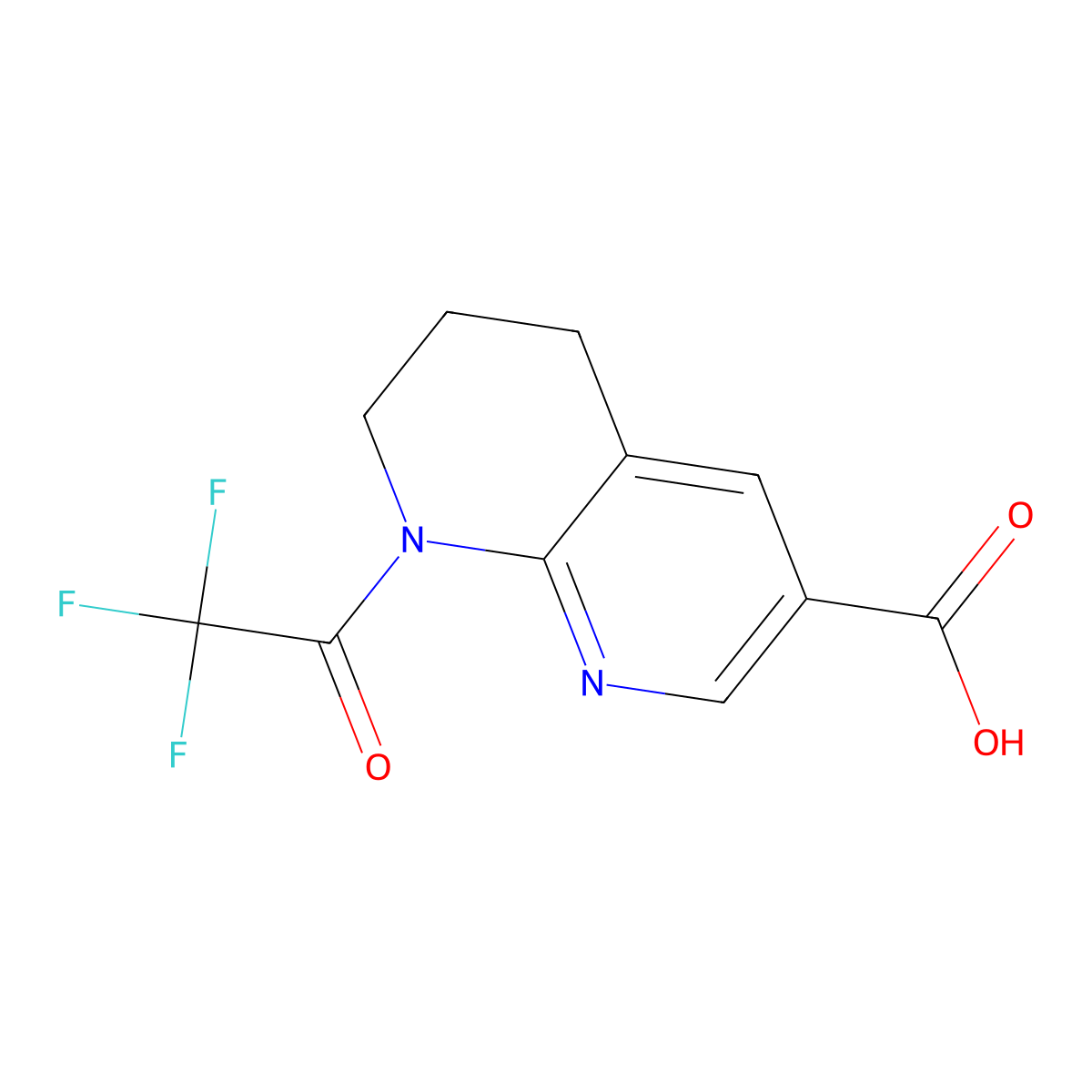 8-(2,2,2-Trifluoroacetyl)-5,6,7,8-tetrahydro-1,8-naphthyridine-3-carboxylic acid molecular structure, CAS 2680807-35-4