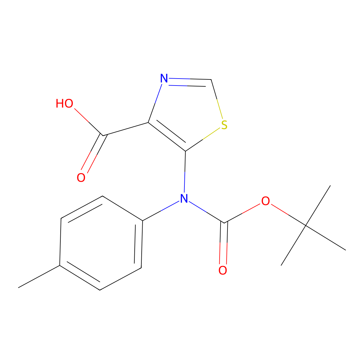 5-{[(Tert-butoxy)carbonyl](4-methylphenyl)amino}-1,3-thiazole-4-carboxylic acid molecular structure, CAS 2680807-36-5