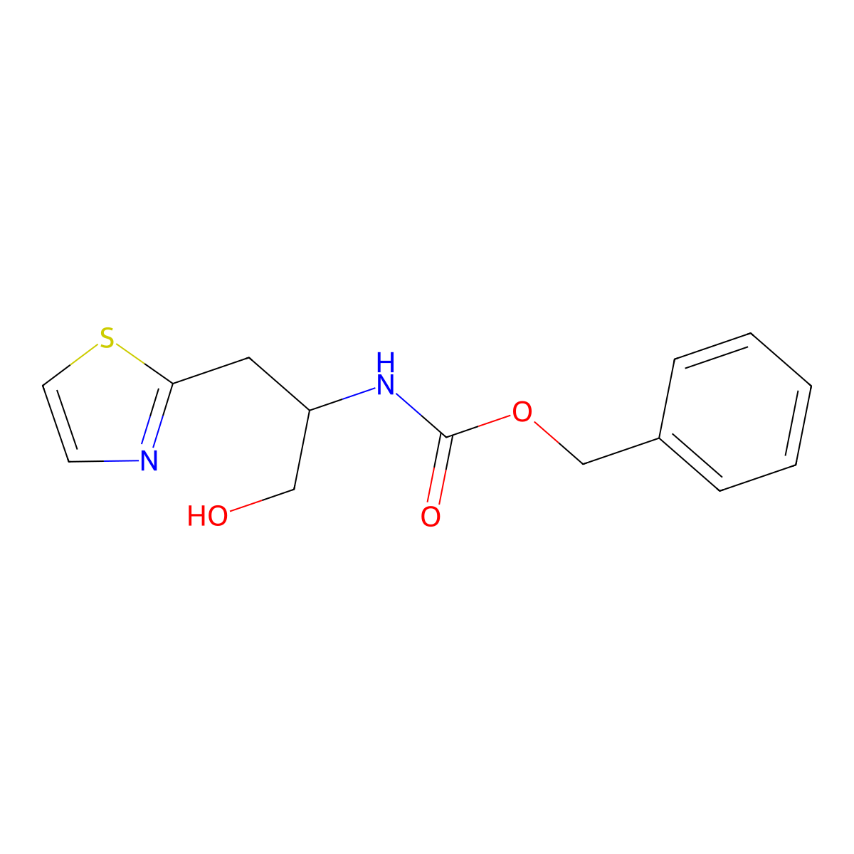 benzyl N-[1-hydroxy-3-(1,3-thiazol-2-yl)propan-2-yl]carbamate molecular structure, CAS 2680807-39-8