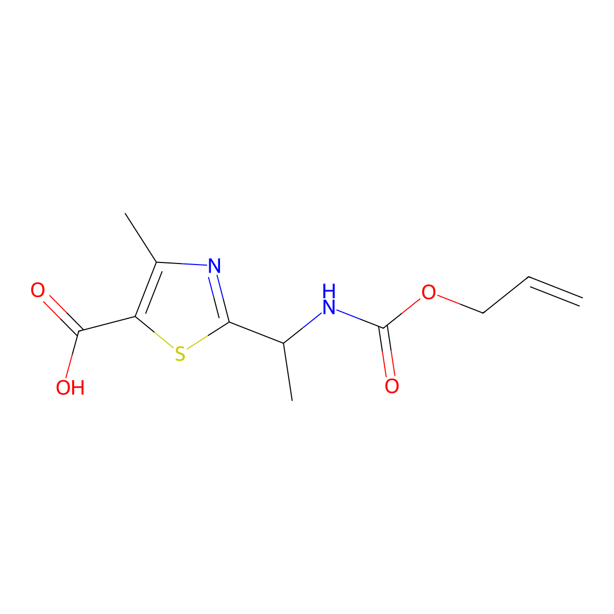 4-Methyl-2-(1-{[(prop-2-en-1-yloxy)carbonyl]amino}ethyl)-1,3-thiazole-5-carboxylic acid molecular structure, CAS 2680807-49-0