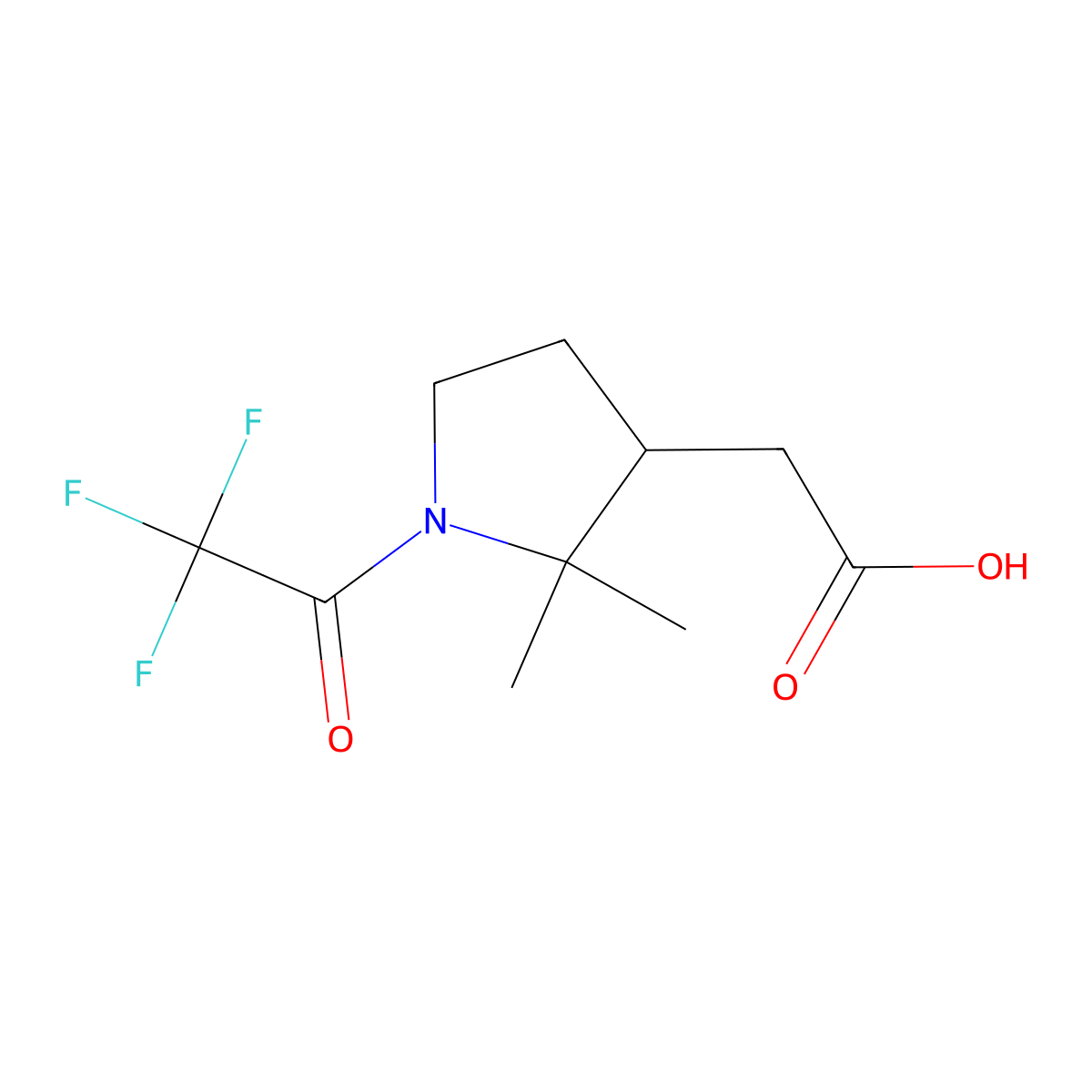 2-[2,2-Dimethyl-1-(trifluoroacetyl)pyrrolidin-3-yl]acetic acid molecular structure, CAS 2680807-50-3