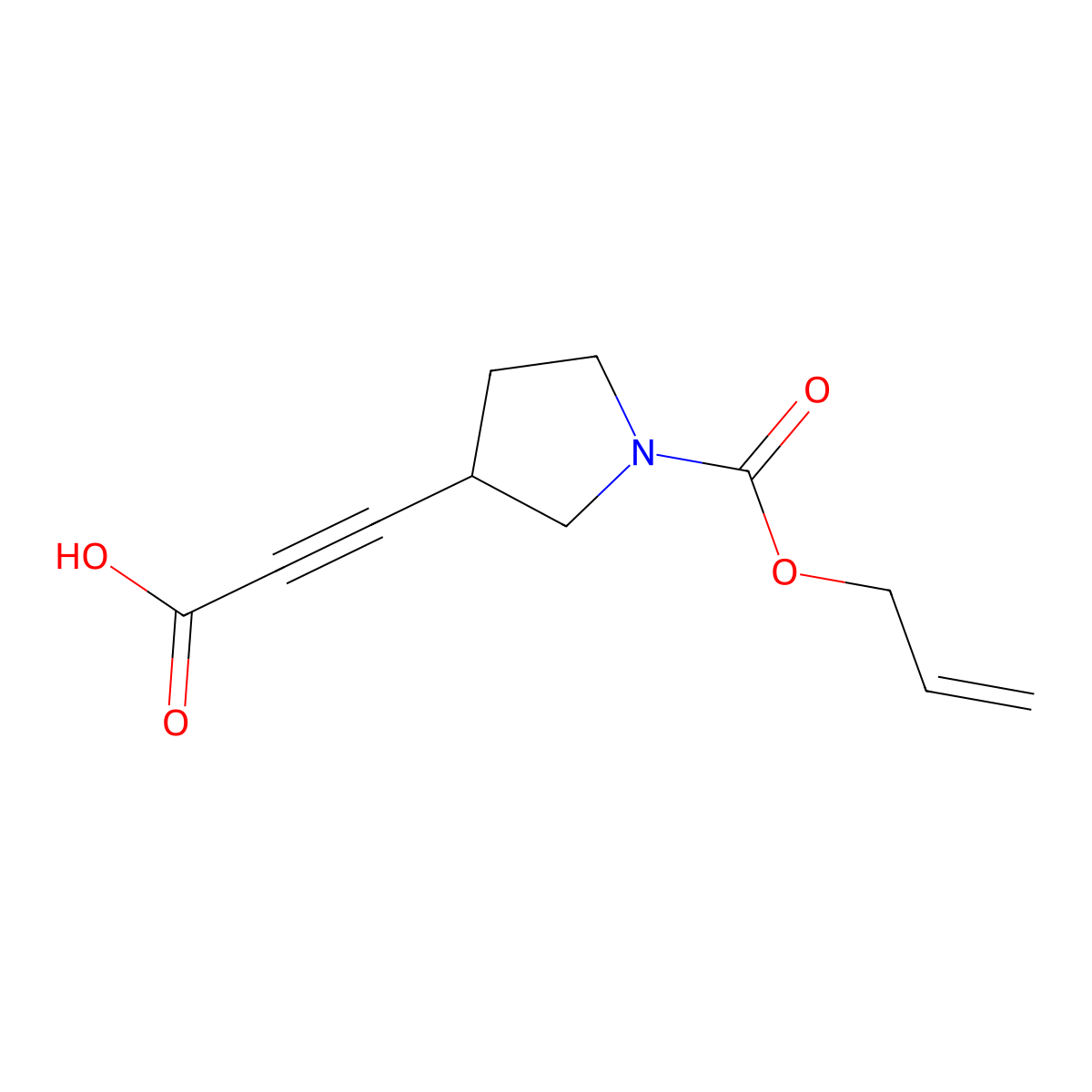 3-{1-[(Prop-2-en-1-yloxy)carbonyl]pyrrolidin-3-yl}prop-2-ynoic acid molecular structure, CAS 2680807-73-0