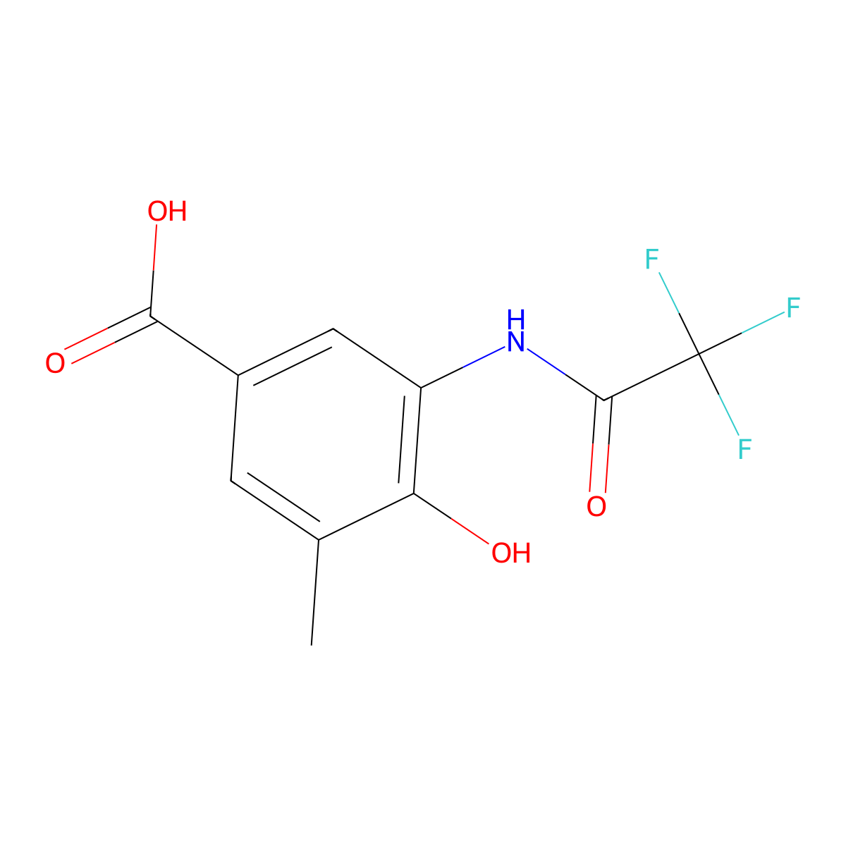 4-Hydroxy-3-methyl-5-(2,2,2-trifluoroacetamido)benzoic acid molecular structure, CAS 2680807-74-1