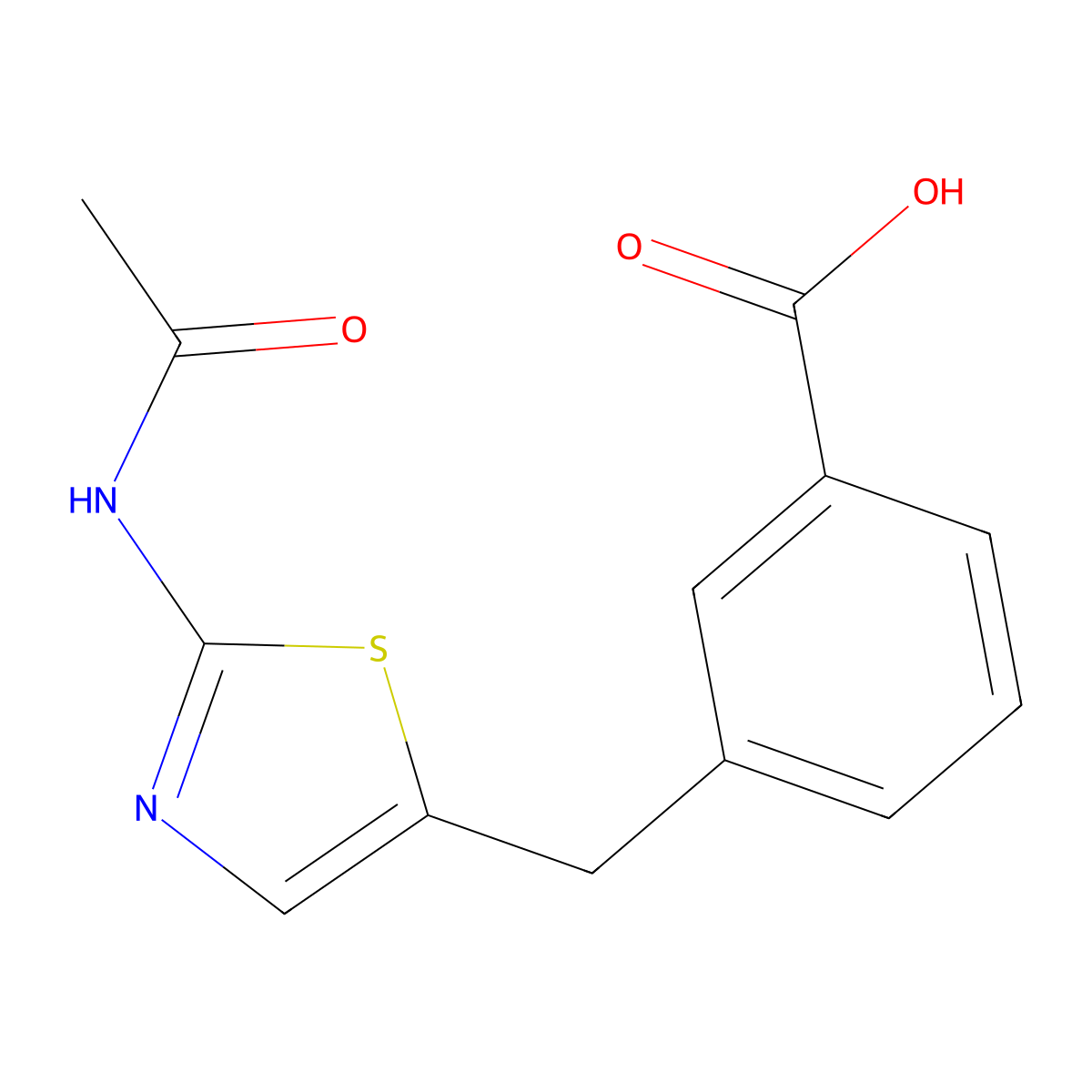 3-[(2-Acetamido-1,3-thiazol-5-yl)methyl]benzoic acid molecular structure, CAS 2680807-77-4