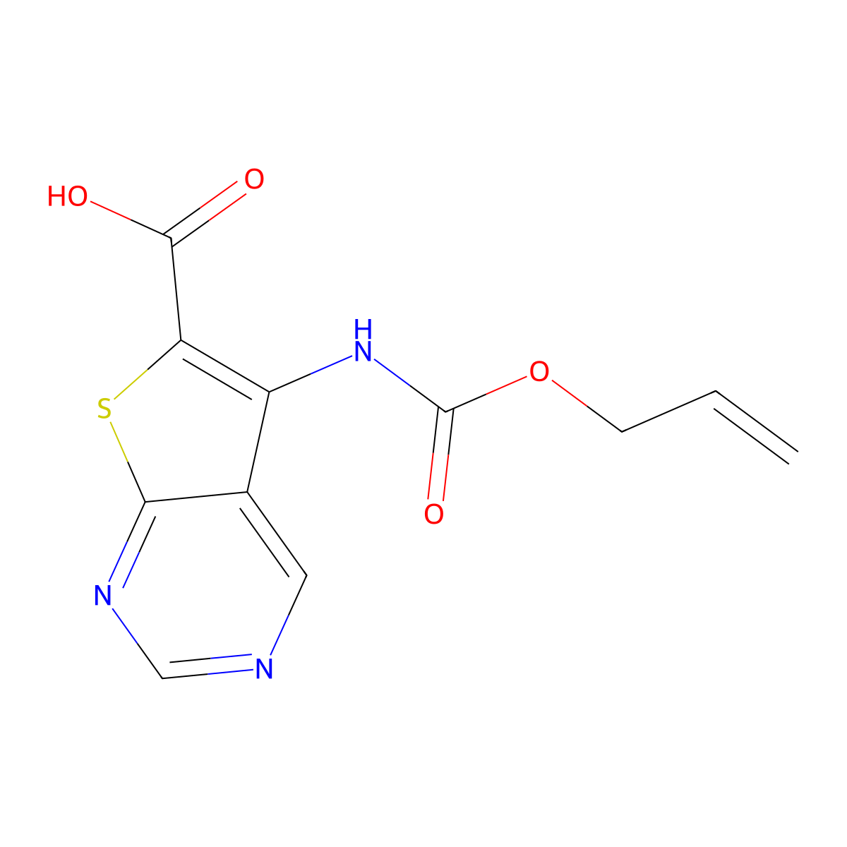 5-{[(Prop-2-en-1-yloxy)carbonyl]amino}thieno[2,3-d]pyrimidine-6-carboxylic acid molecular structure, CAS 2680807-94-5