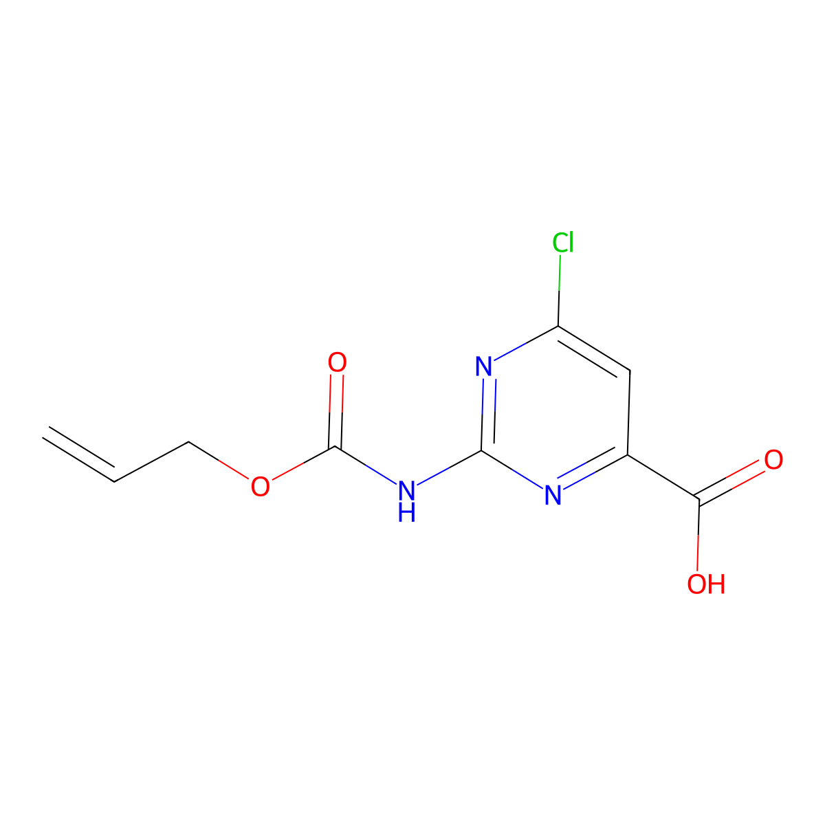 6-Chloro-2-{[(prop-2-en-1-yloxy)carbonyl]amino}pyrimidine-4-carboxylic acid molecular structure, CAS 2680808-02-8