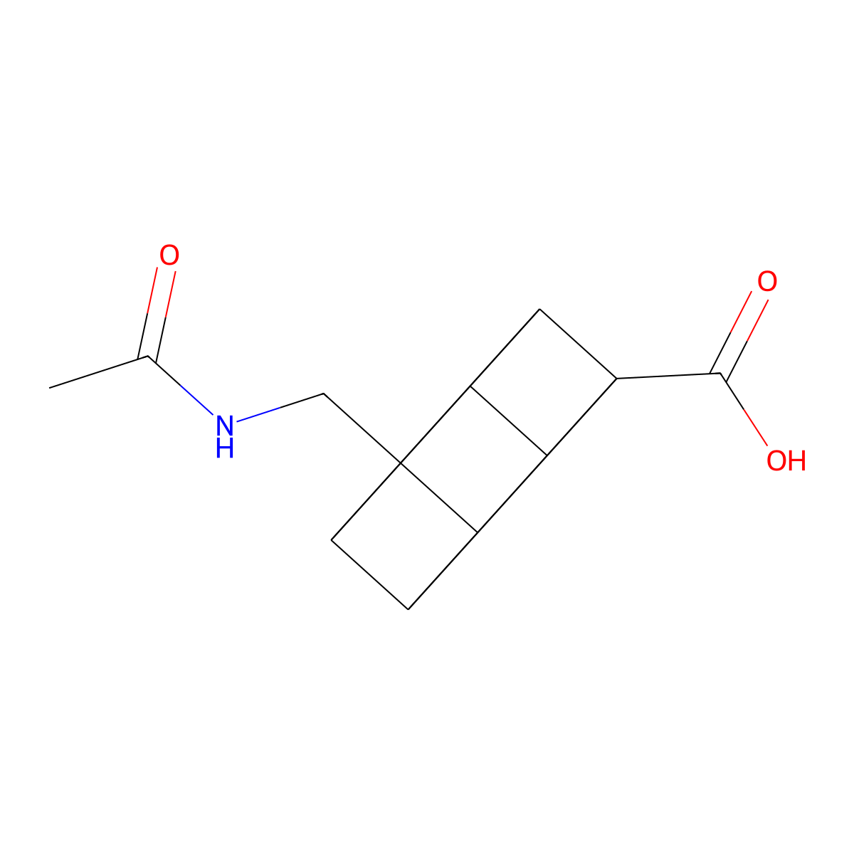 8-(Acetamidomethyl)cubane-1-carboxylic acid molecular structure, CAS 2680808-03-9