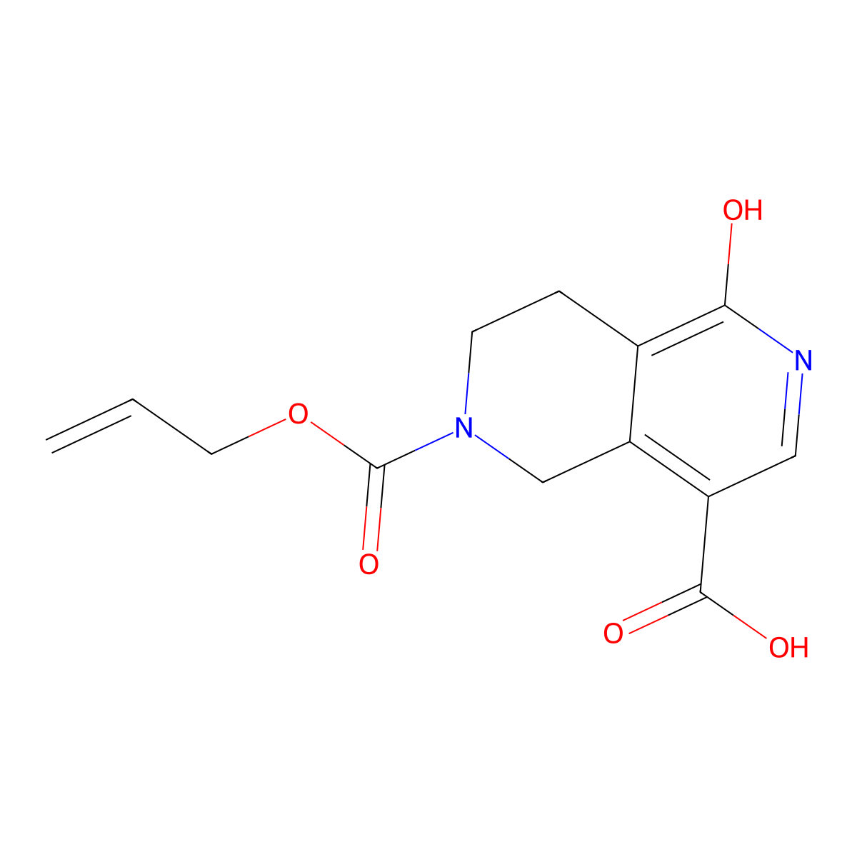 1-Hydroxy-6-[(prop-2-en-1-yloxy)carbonyl]-5,6,7,8-tetrahydro-2,6-naphthyridine-4-carboxylic acid molecular structure, CAS 2680808-07-3