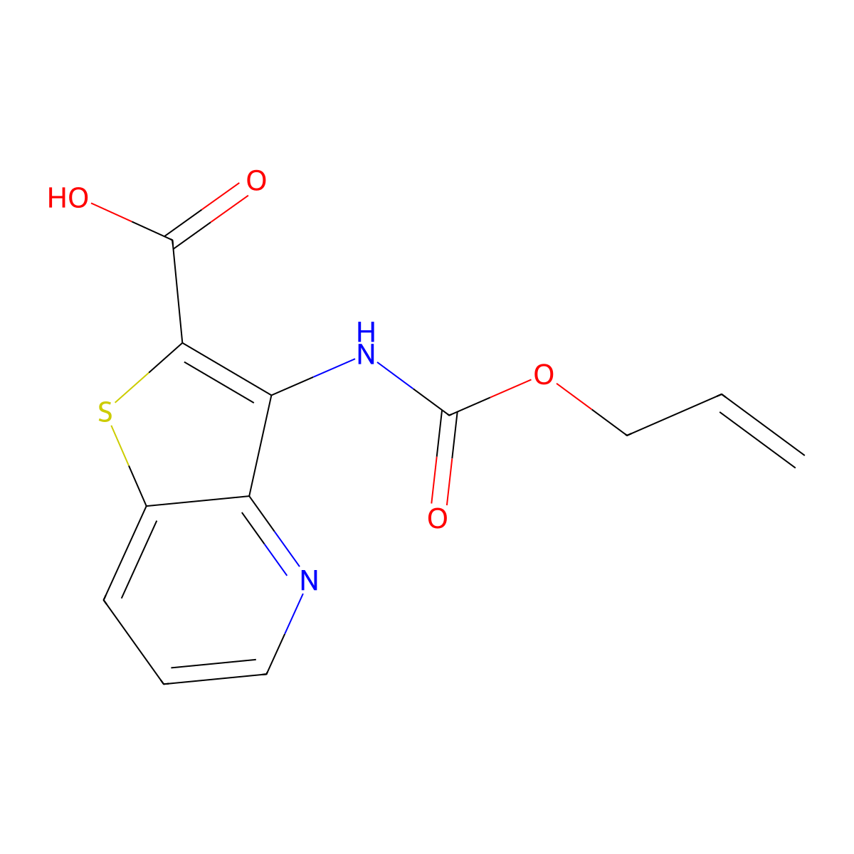 3-{[(Prop-2-en-1-yloxy)carbonyl]amino}thieno[3,2-b]pyridine-2-carboxylic acid molecular structure, CAS 2680808-17-5